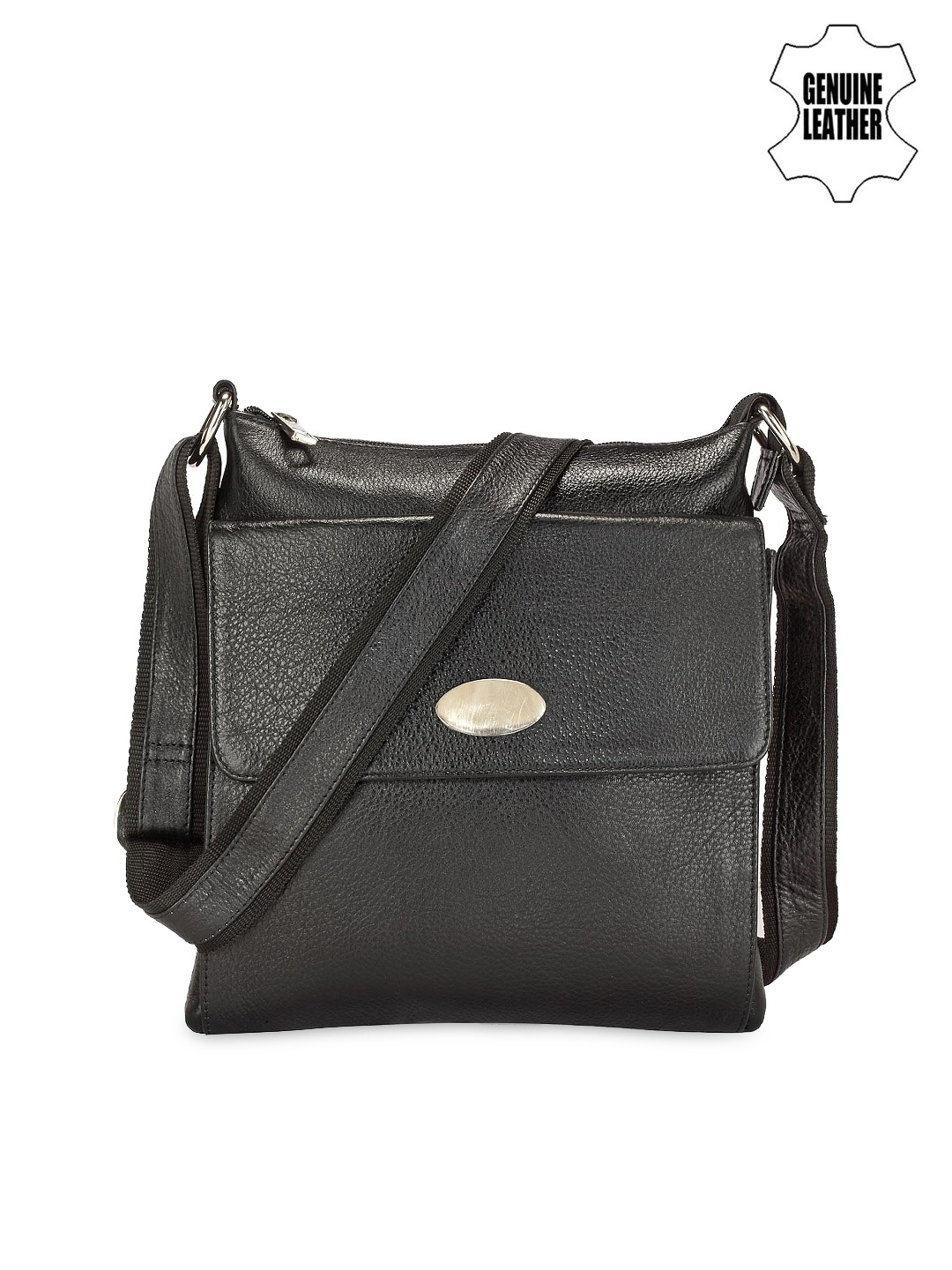 

Teakwood Leathers Unisex Black Leather Messenger Bag