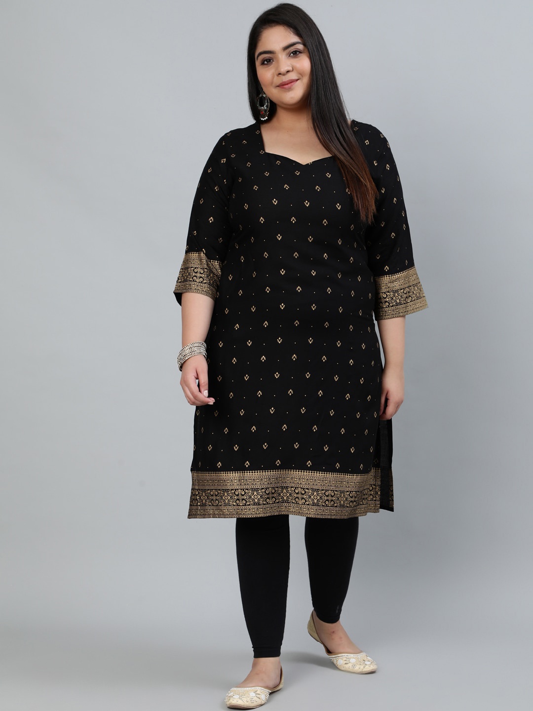 

Nayo Women Black Ethnic Motifs Printed Kurta
