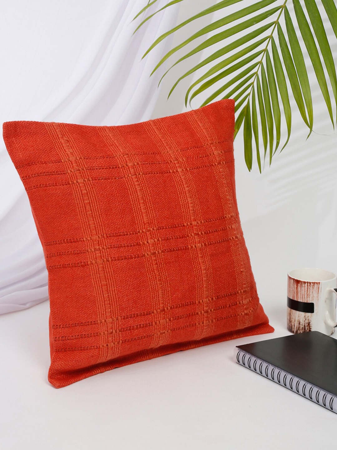 

Fabindia Coral Orange Linen Square Cushion Covers