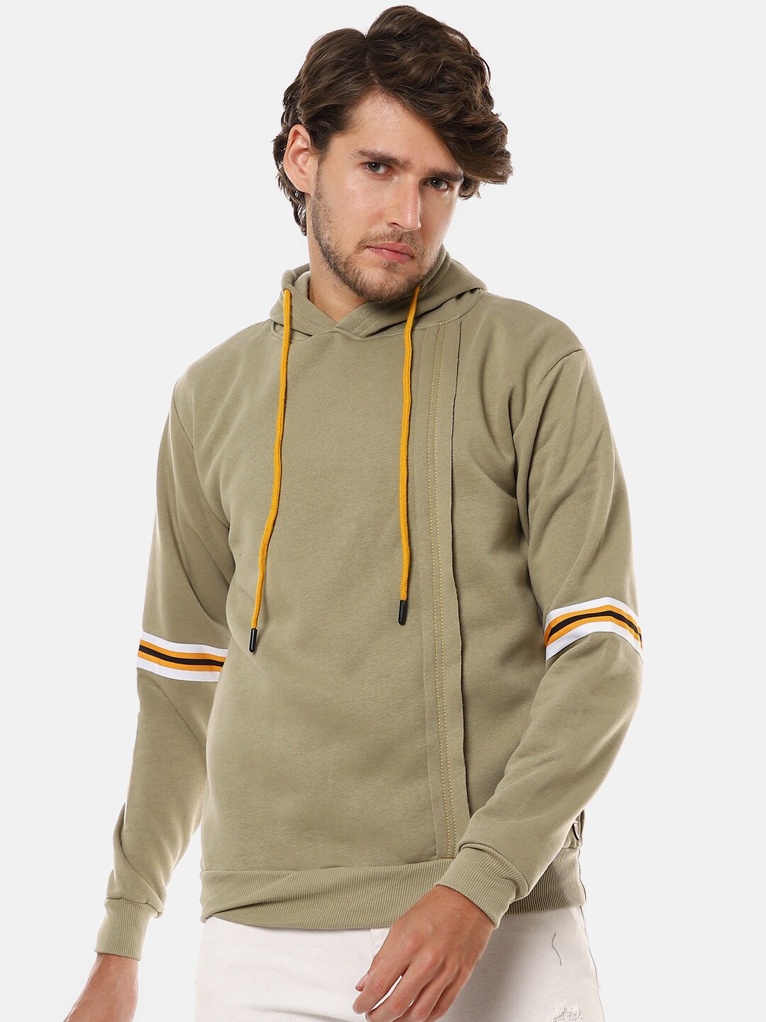 

Campus Sutra Men Green Pure Cotton Hooded Sweatshirt