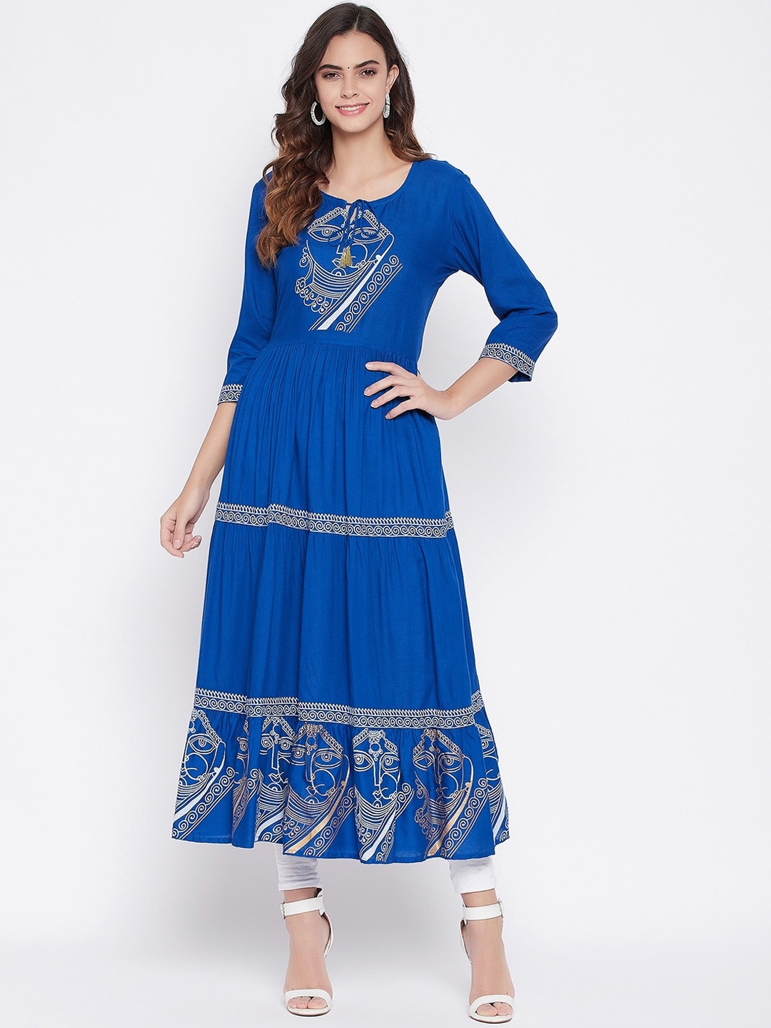 

Prakhya Women Blue Ethnic Motifs Yoke Design Anarkali Kurta