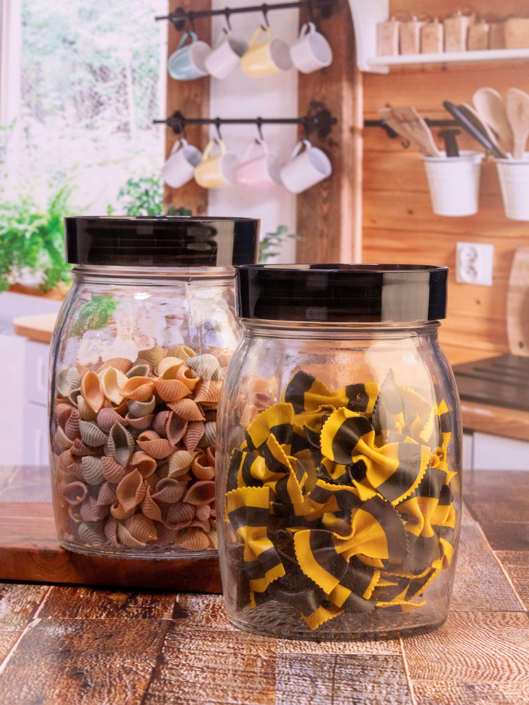 

GOODHOMES Set Of 3 Transparent Solid Glass Storage Jars