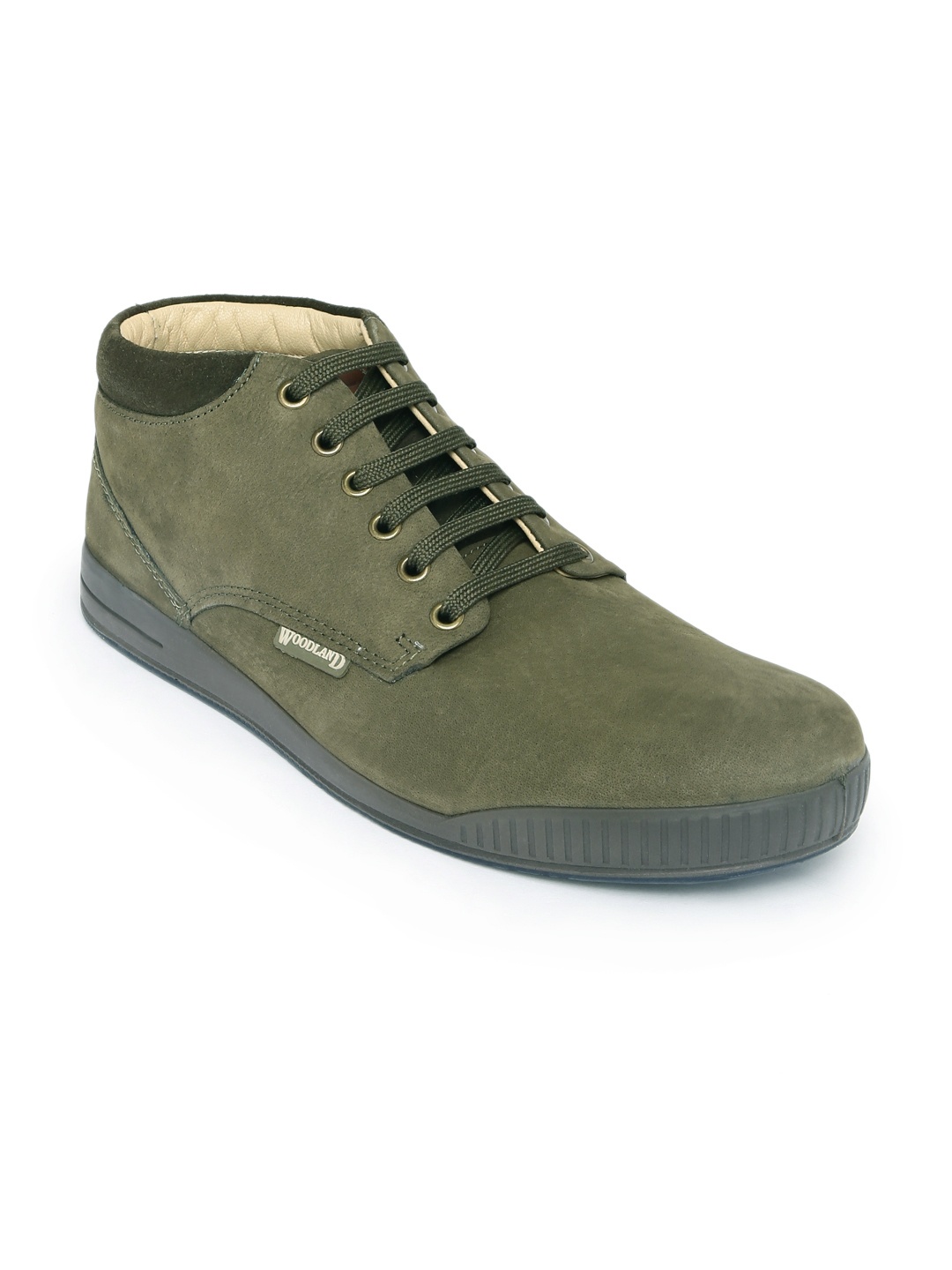 

Woodland Men Olive Green Leather Derbys