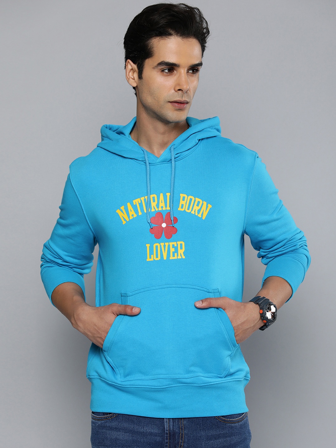 

Levis Men Blue Printed Hooded Sweatshirt