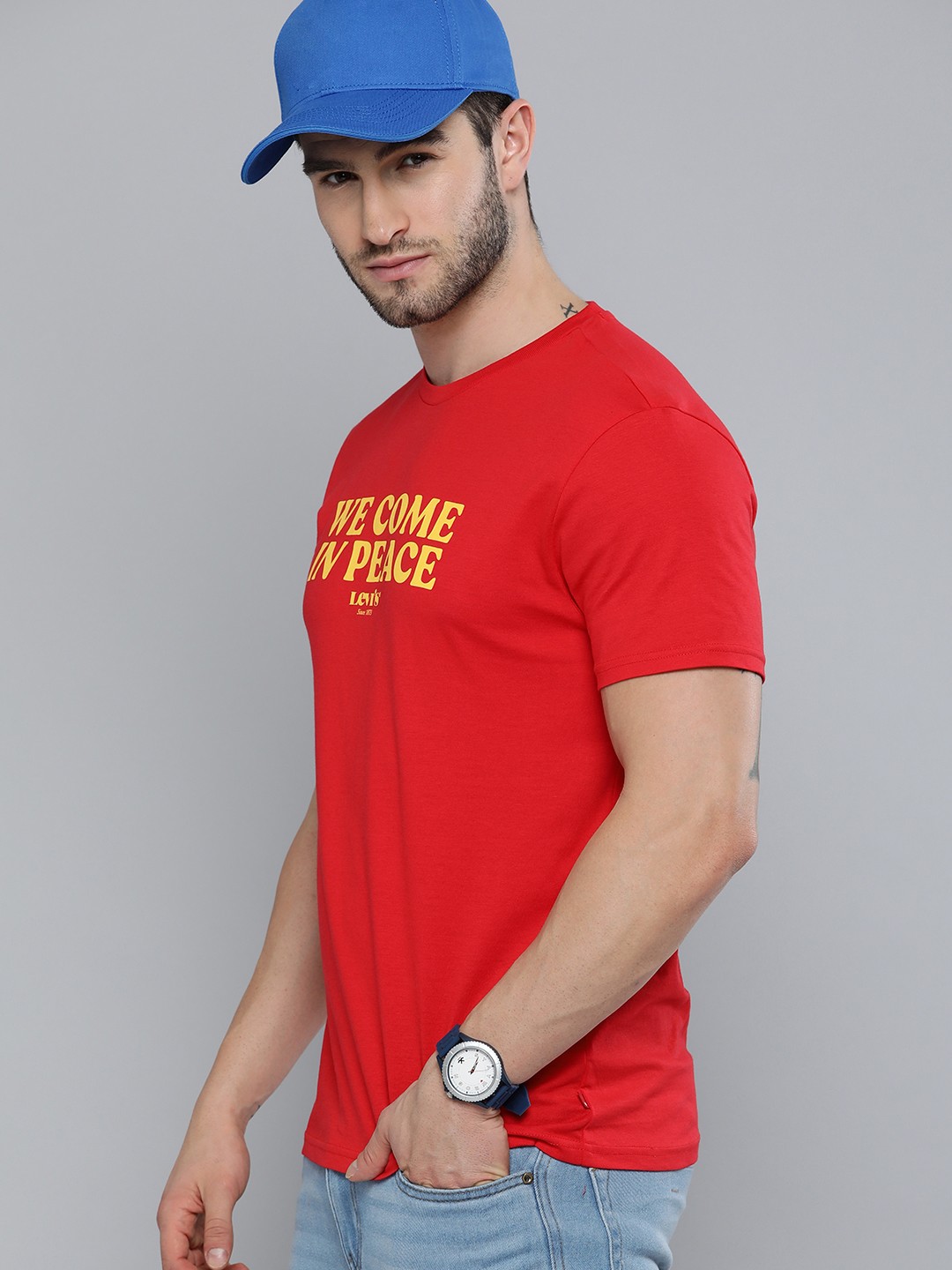 

Levis Men Red & Yellow Printed T-shirt