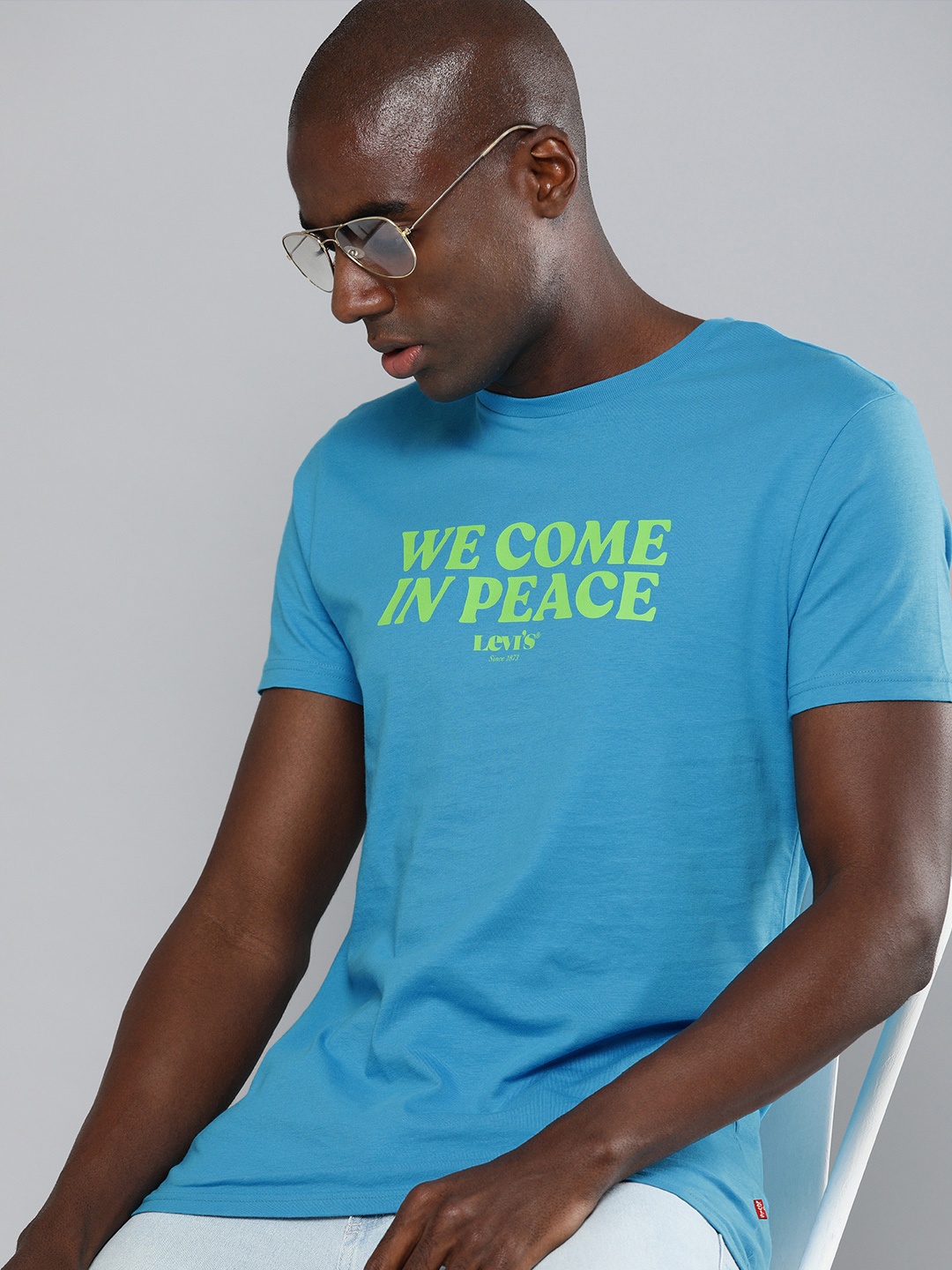 

Levis Men Blue Printed Pure Cotton T-shirt