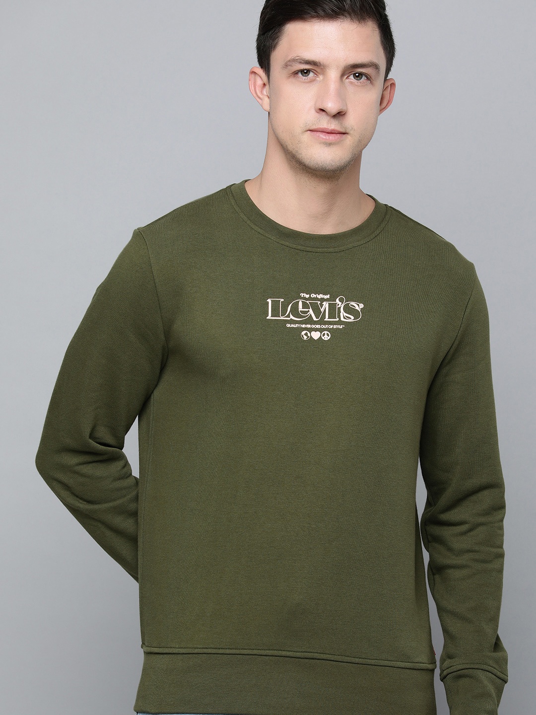 

Levis Men Olive Green Printed Sweatshirt