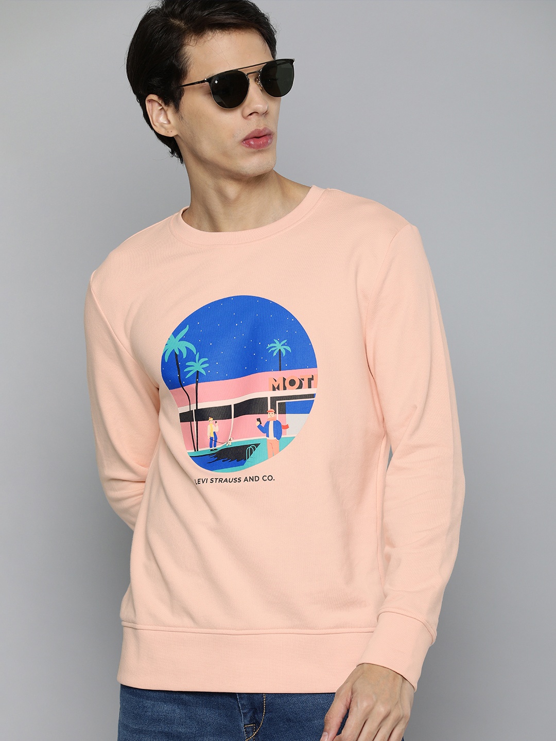 

Levis Men Pink Printed Pullover Sweatshirt