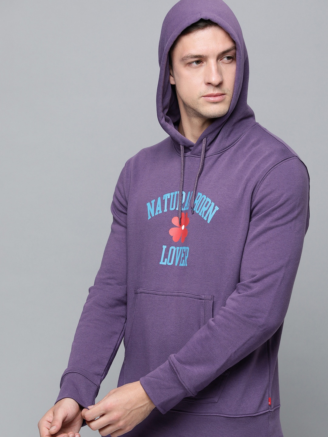 

Levis Men Purple Printed Hooded Sweatshirt