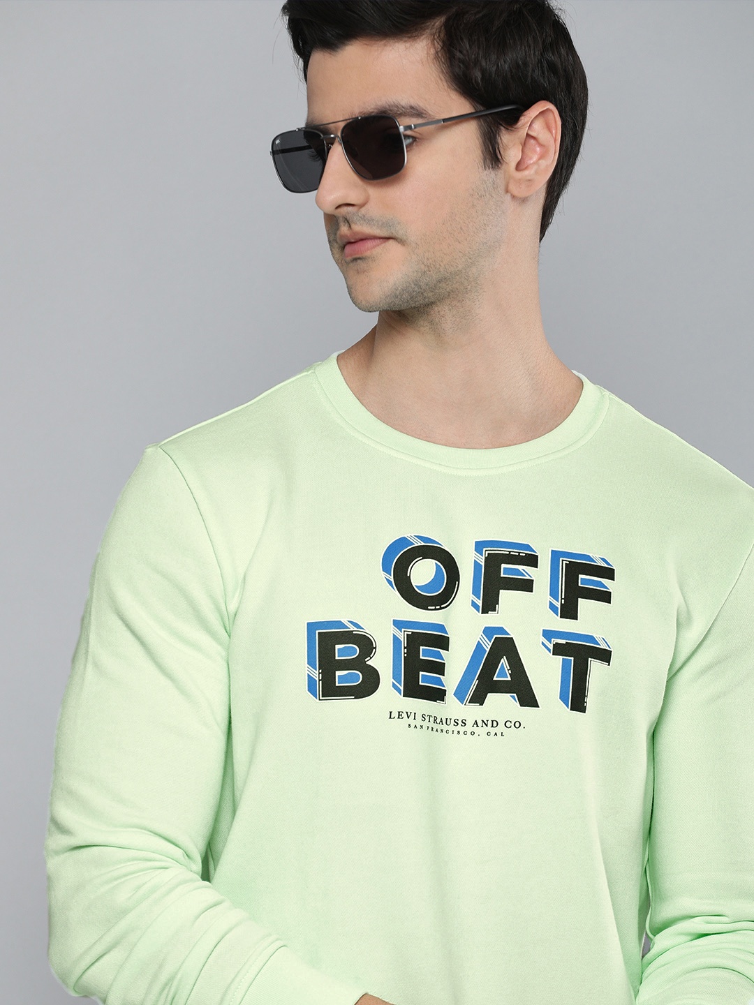 

Levis Men Green & Blue Typography Printed Round Neck Sweatshirt