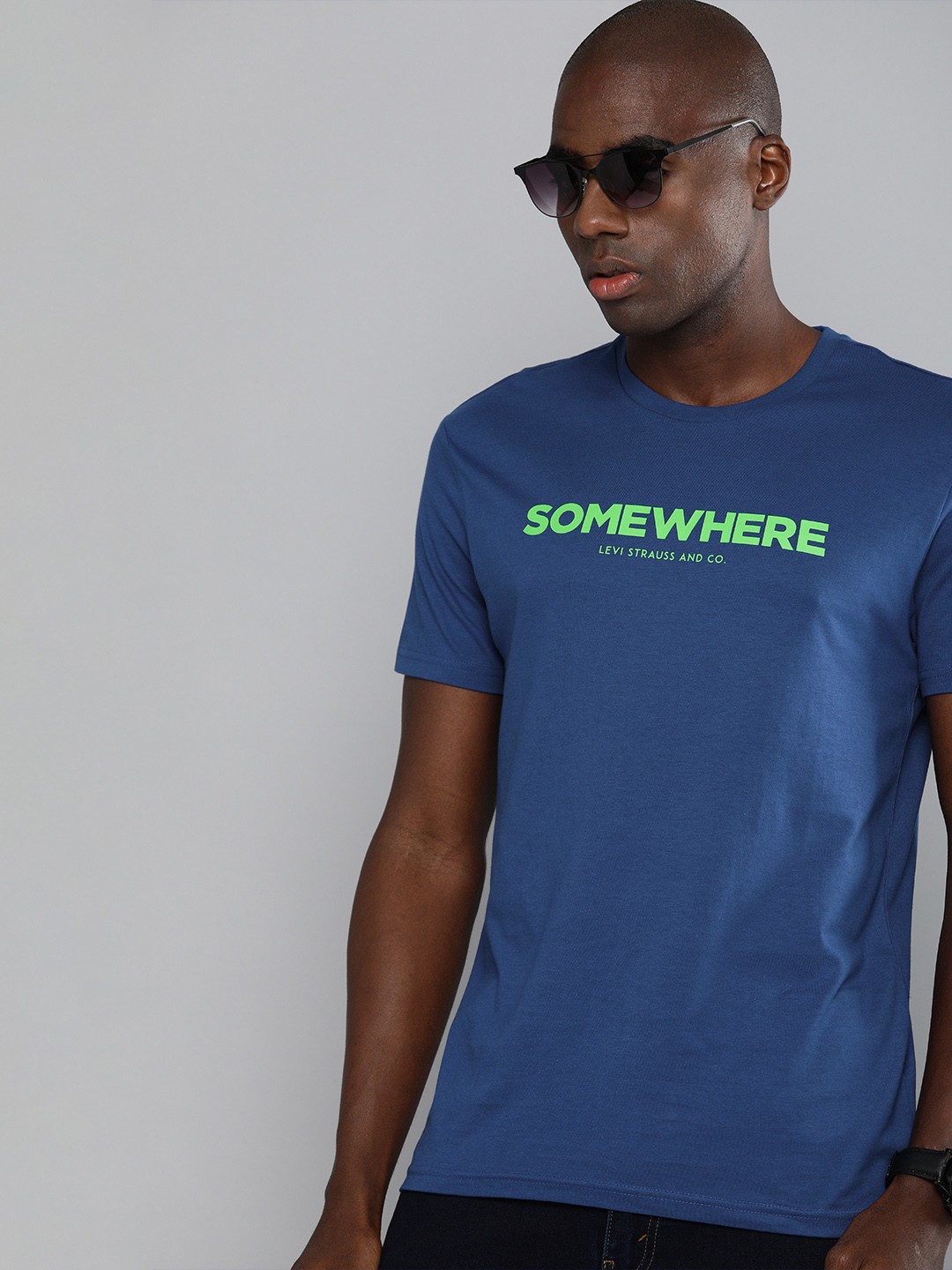 

Levis Men Blue Typography Printed Pure Cotton T-shirt