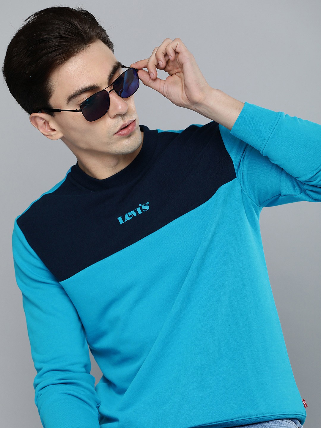 

Levis Men Blue Colourblocked Roound Neck Sweatshirt