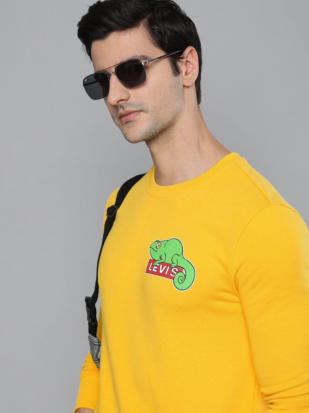 

Levis Men Yellow Brand Logo Printed Round Neck Sweatshirt