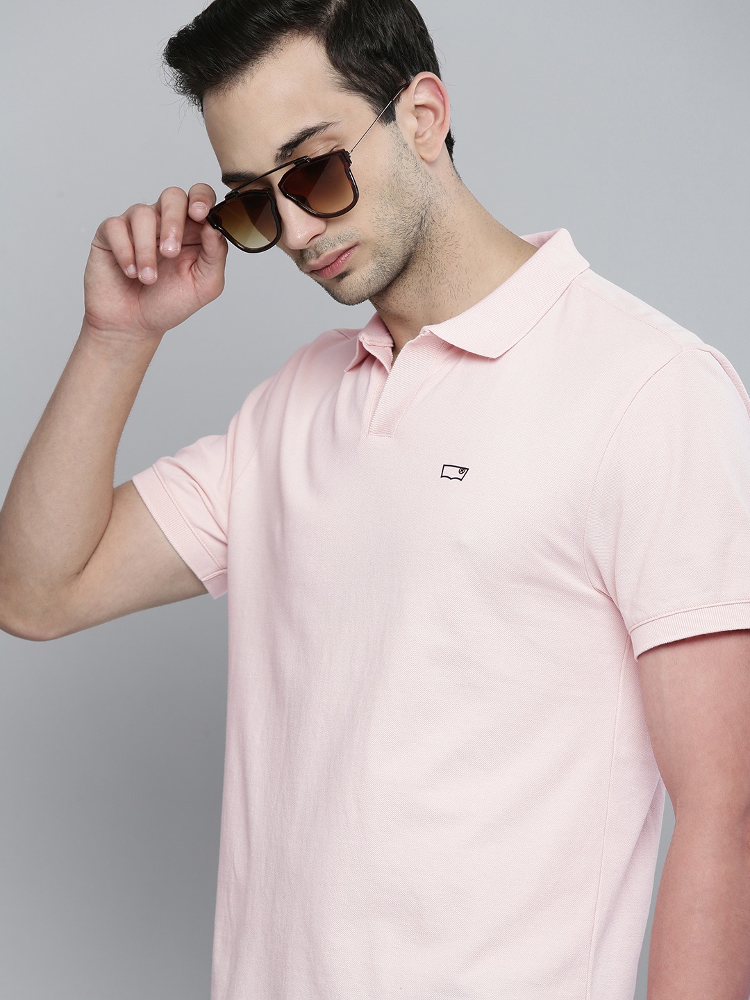 

Levis Men Pink Solid Polo Collar Pure Cotton T-shirt