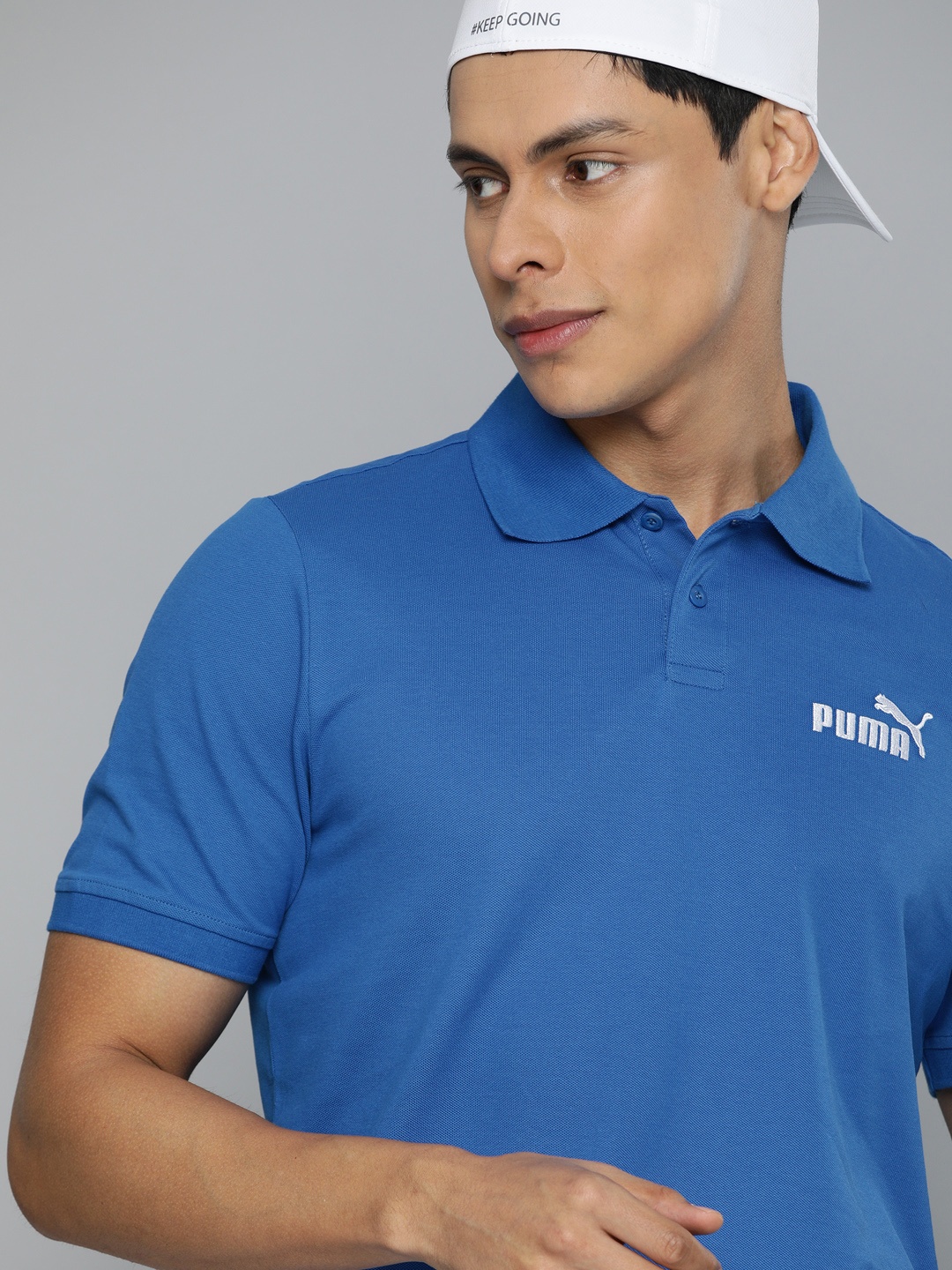 

Puma Men Blue Essentials Pique Polo Collar T-shirt