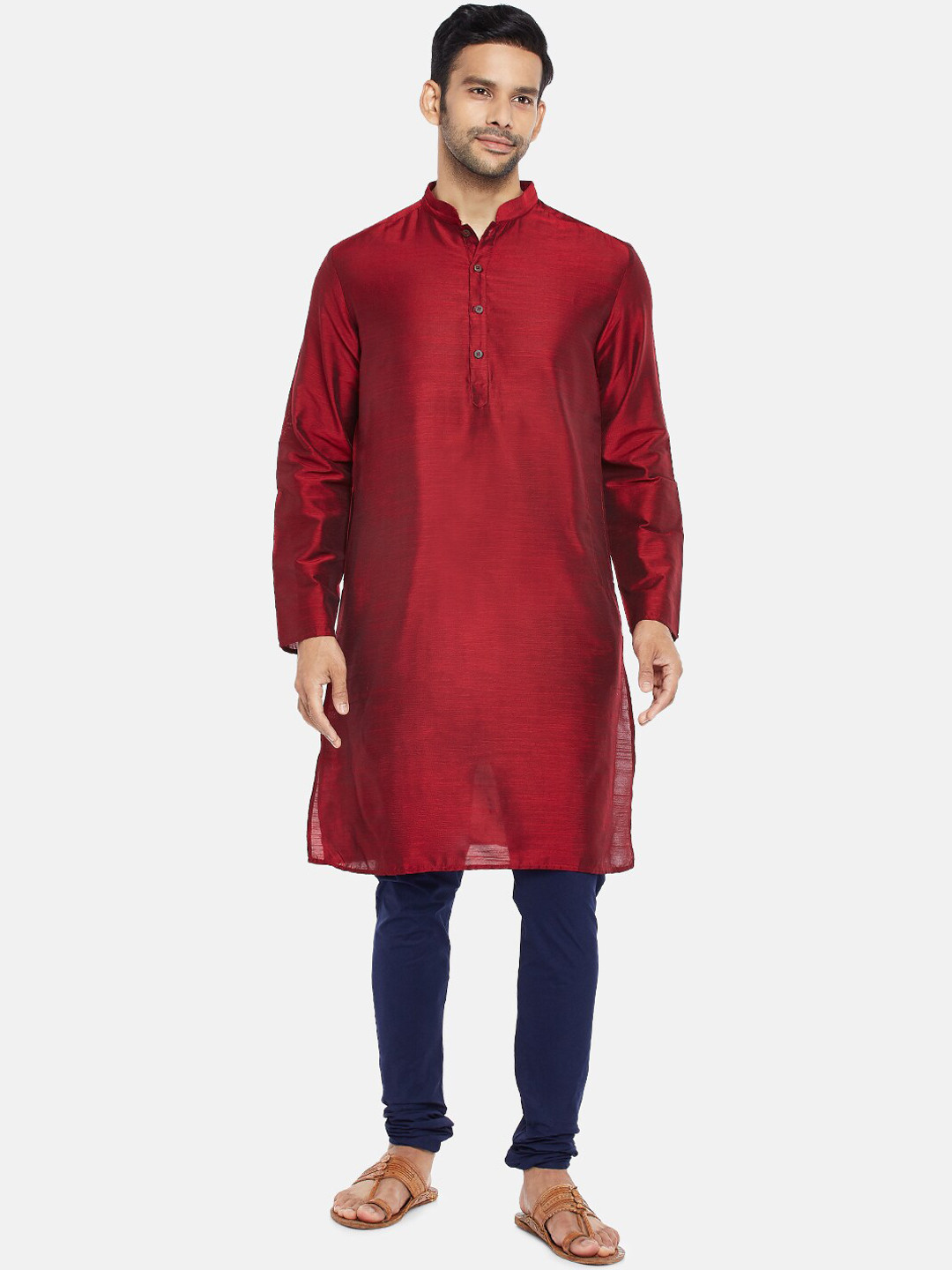 

indus route by Pantaloons Men Red Woven Design Kurta