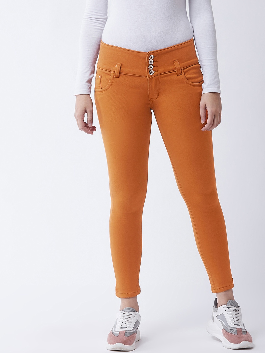 

Purple Feather Women Rust Skinny Fit High-Rise Stretchable Jeans