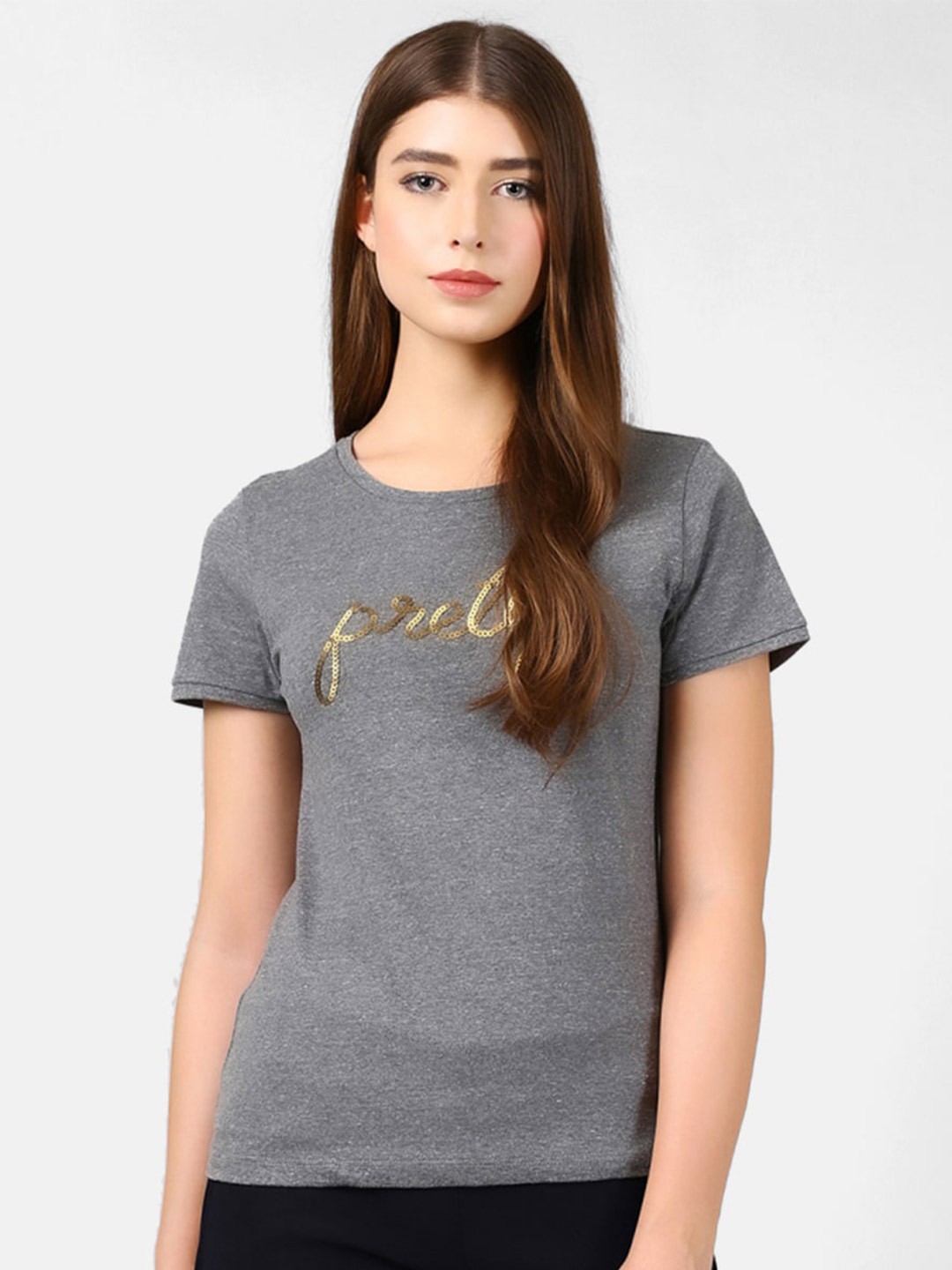 

V2 Value & Variety Women Grey Printed T-shirt