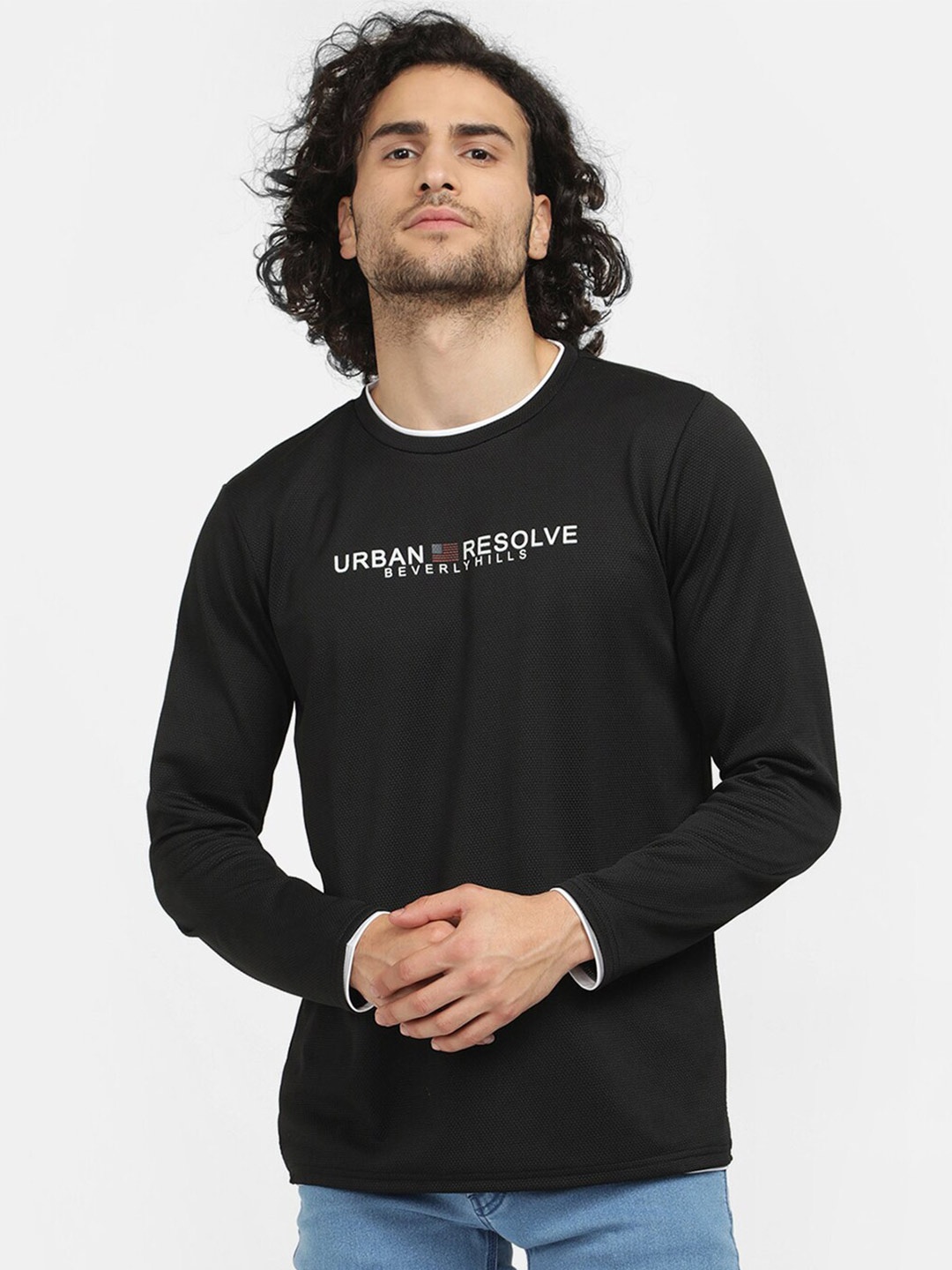 

V2 Value & Variety Men Black Typography Printed T-shirt