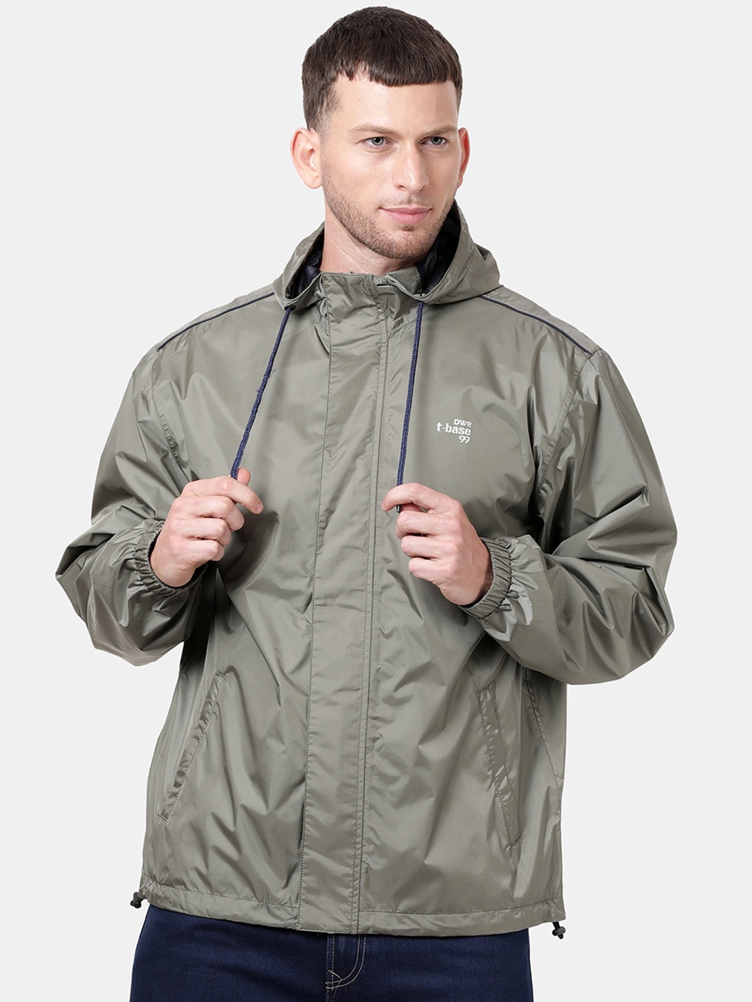 

t-base Men Olive Green Windcheater and Water Resistant Biker Jacket