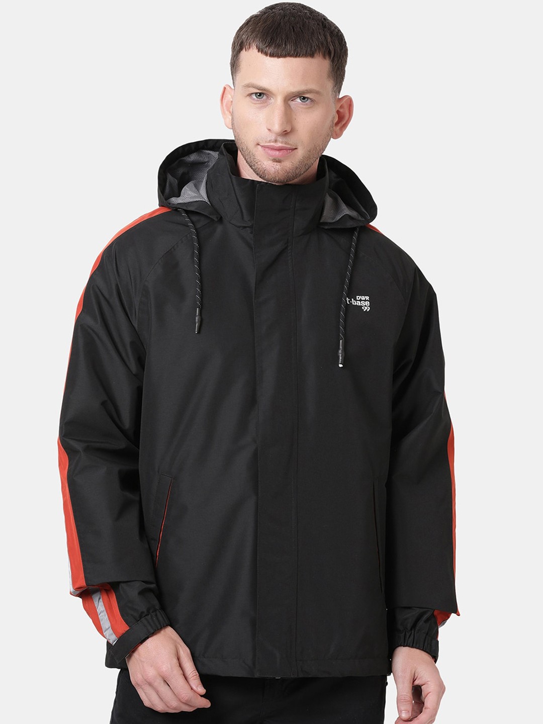 

t-base Men Black Windcheater and Water Resistant Biker Jacket