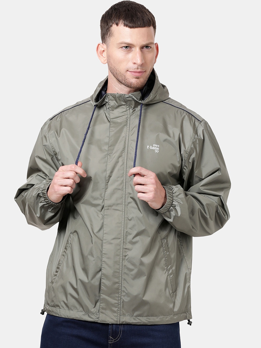 

t-base Men Olive Green Windcheater and Water Resistant Biker Jacket