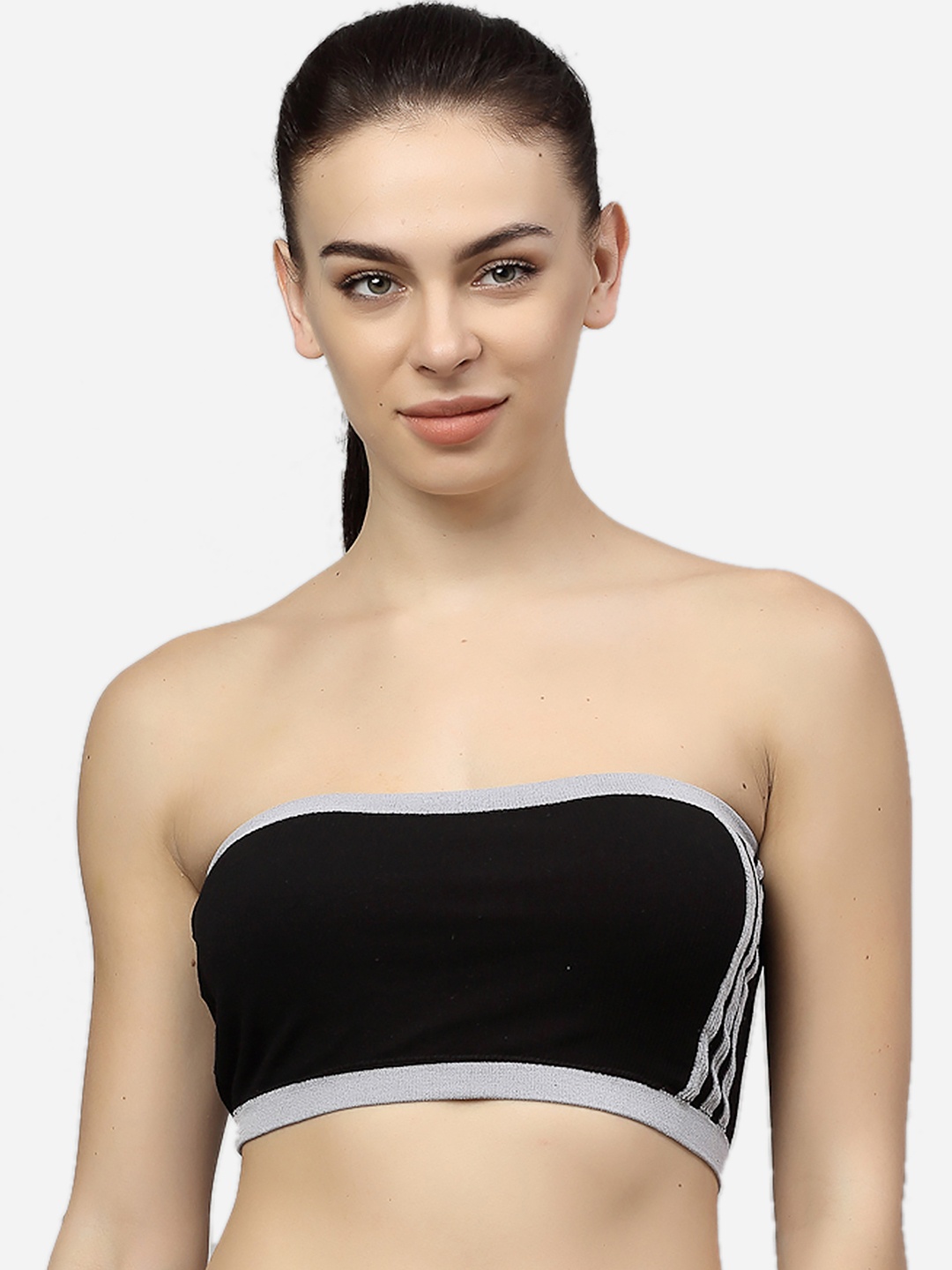 

PrettyCat Bandeau Lightly Padded Tube Bra PC-SB-6030-BLK-32B, Black