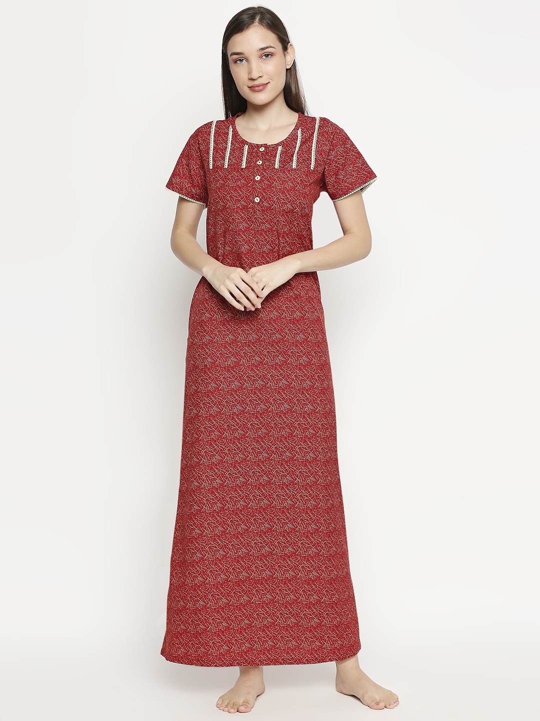 

XIN Red Printed Maxi Nightdress