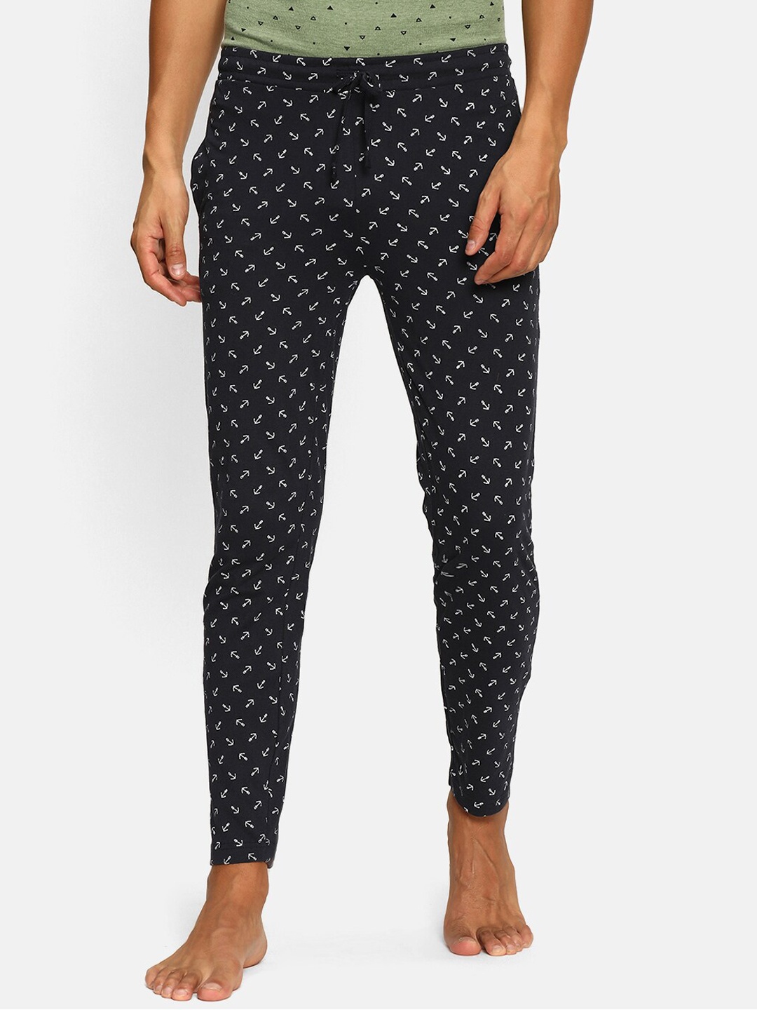 

V2 Value & Variety Men Navy Blue Printed Mid-Rise Cotton Lounge Pants