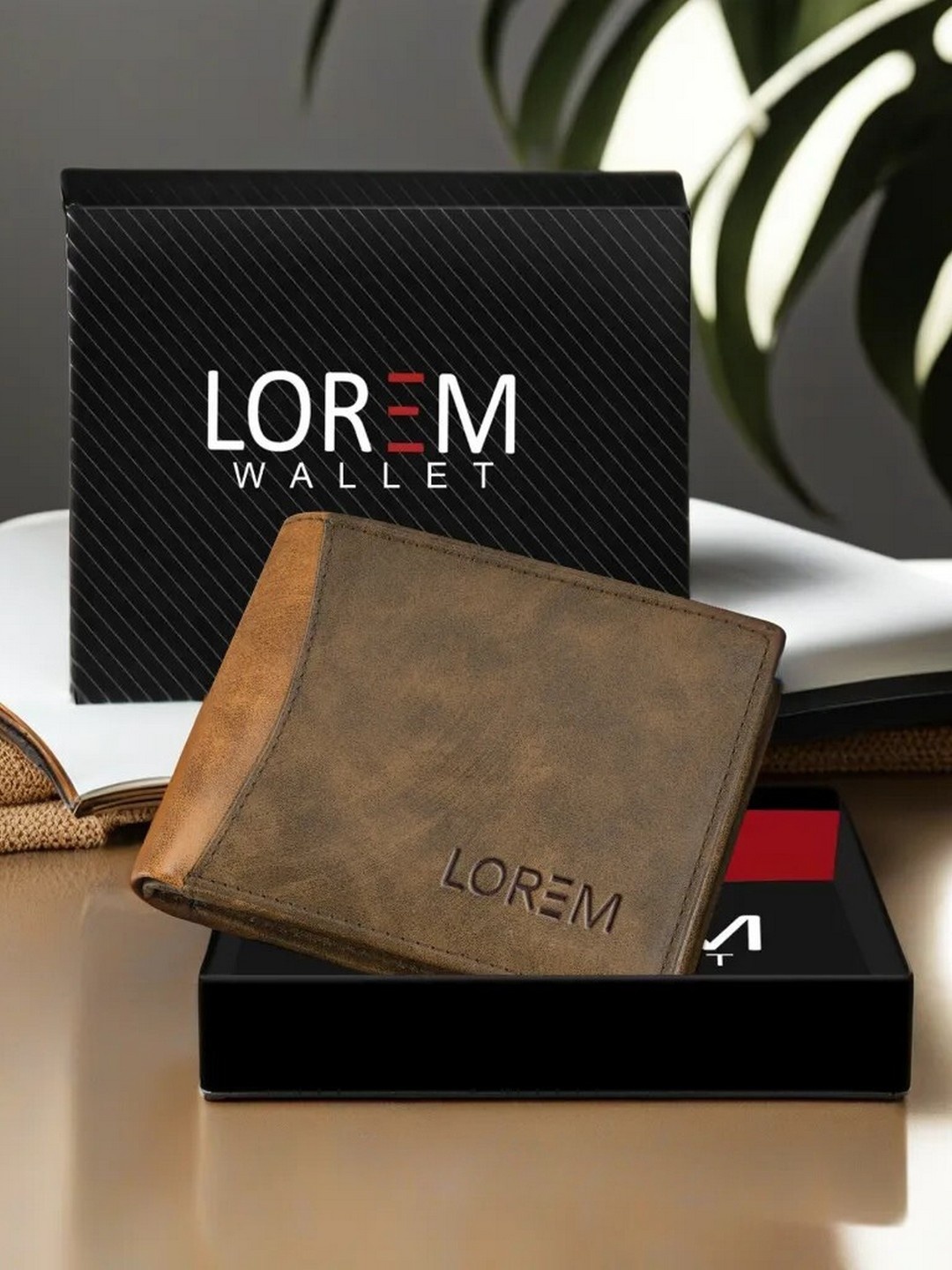 

LOREM Men Brown & Olive Green Textured Two Fold Wallet with SIM Card Holder