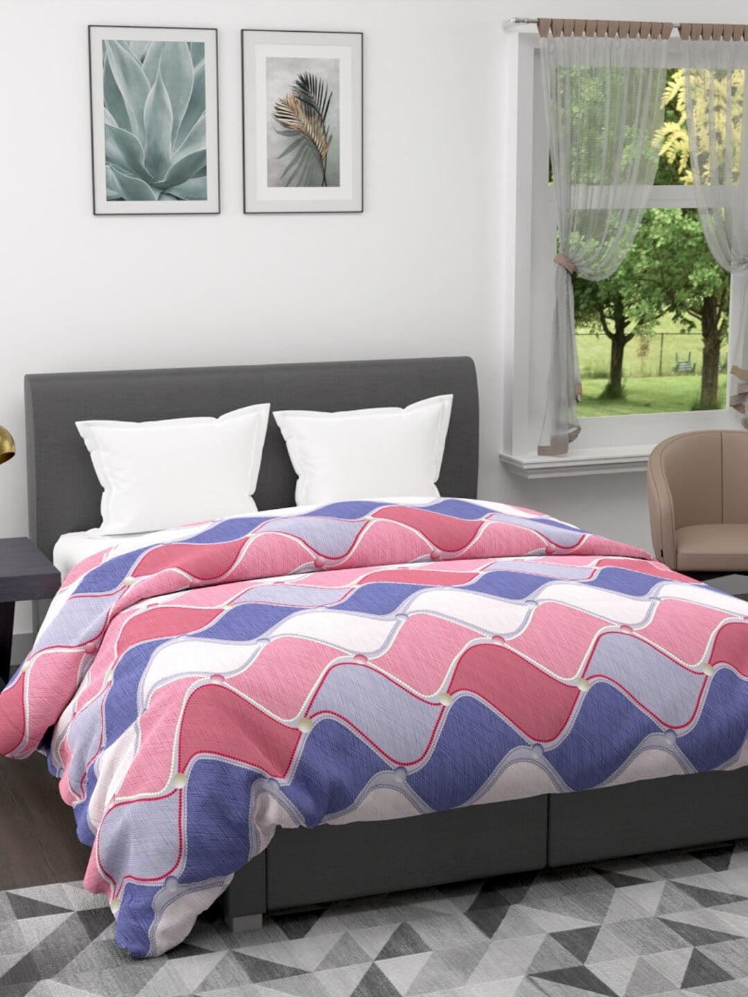 

BIANCA Multicoloured Microfiber AC Room 120 GSM Double Bed Quilt, Multi
