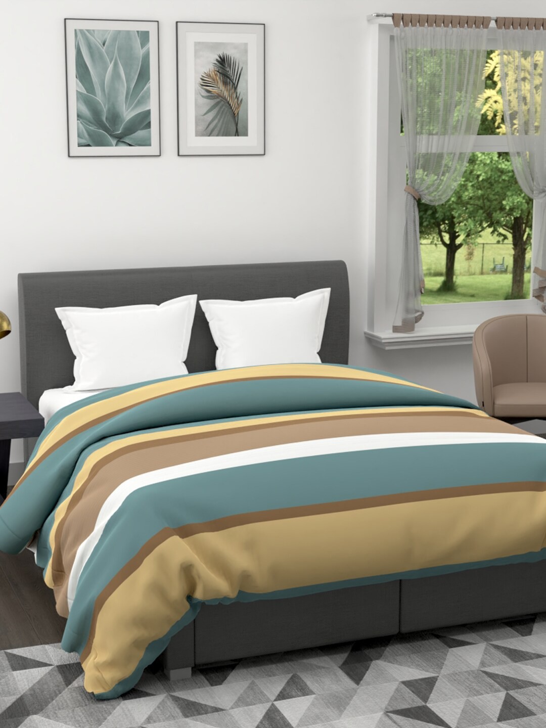 

BIANCA Multicoloured Colourblocked Microfiber AC Room 120 GSM Double Bed Quilt, Multi