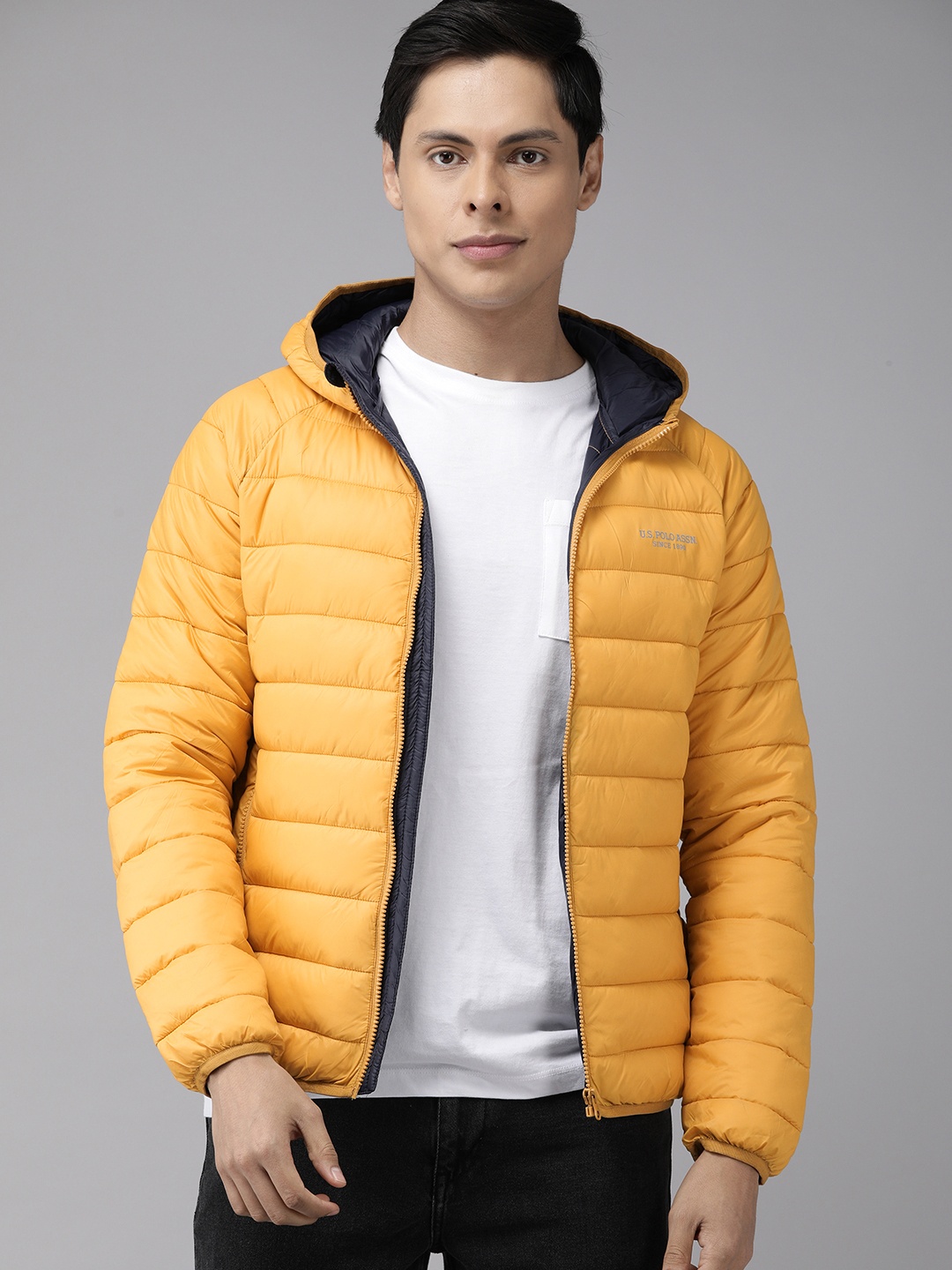 

U S Polo Assn Men Mustard Yellow Solid Puffer Jacket