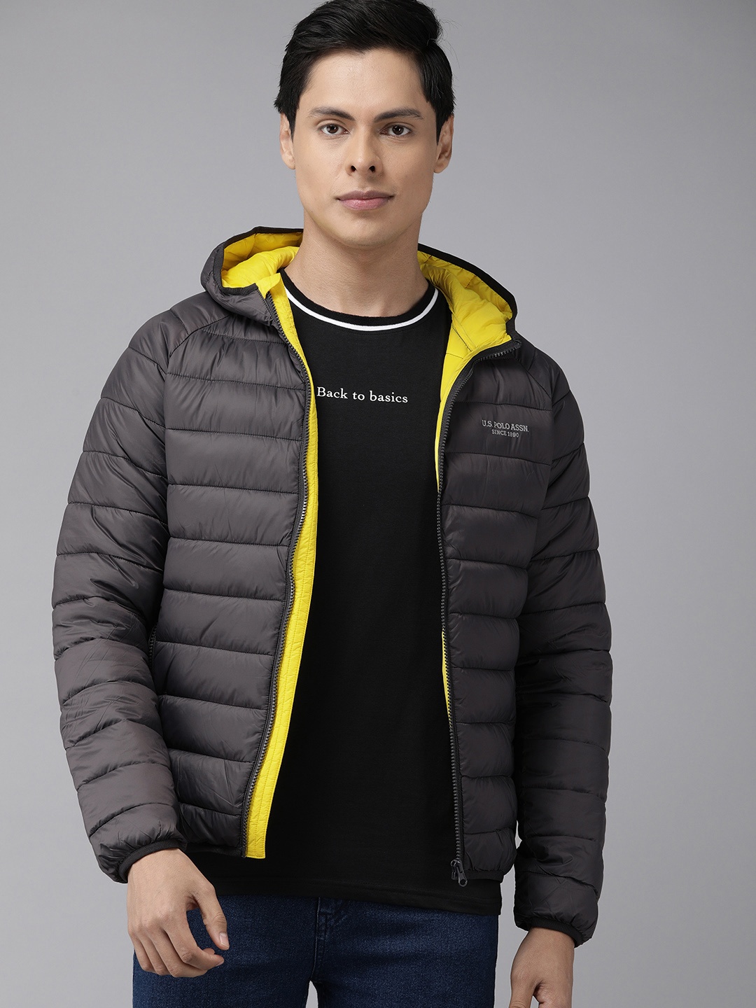 

U S Polo Assn Men Grey Solid Puffer Jacket