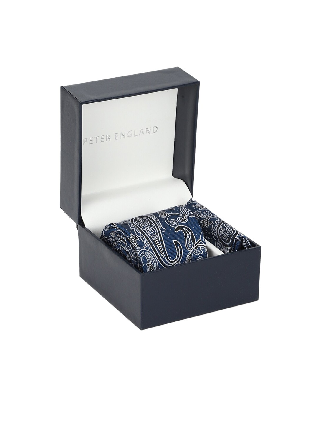

Peter England Navy Tie and Pocket Square Gift Set, Navy blue