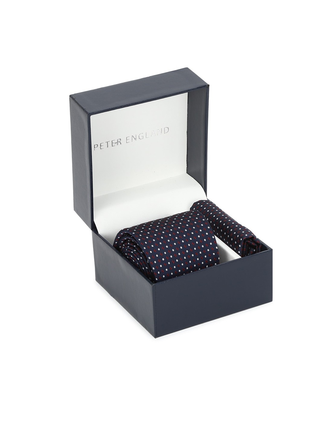 

Peter England Navy Blue Printed Tie and Pocket Square