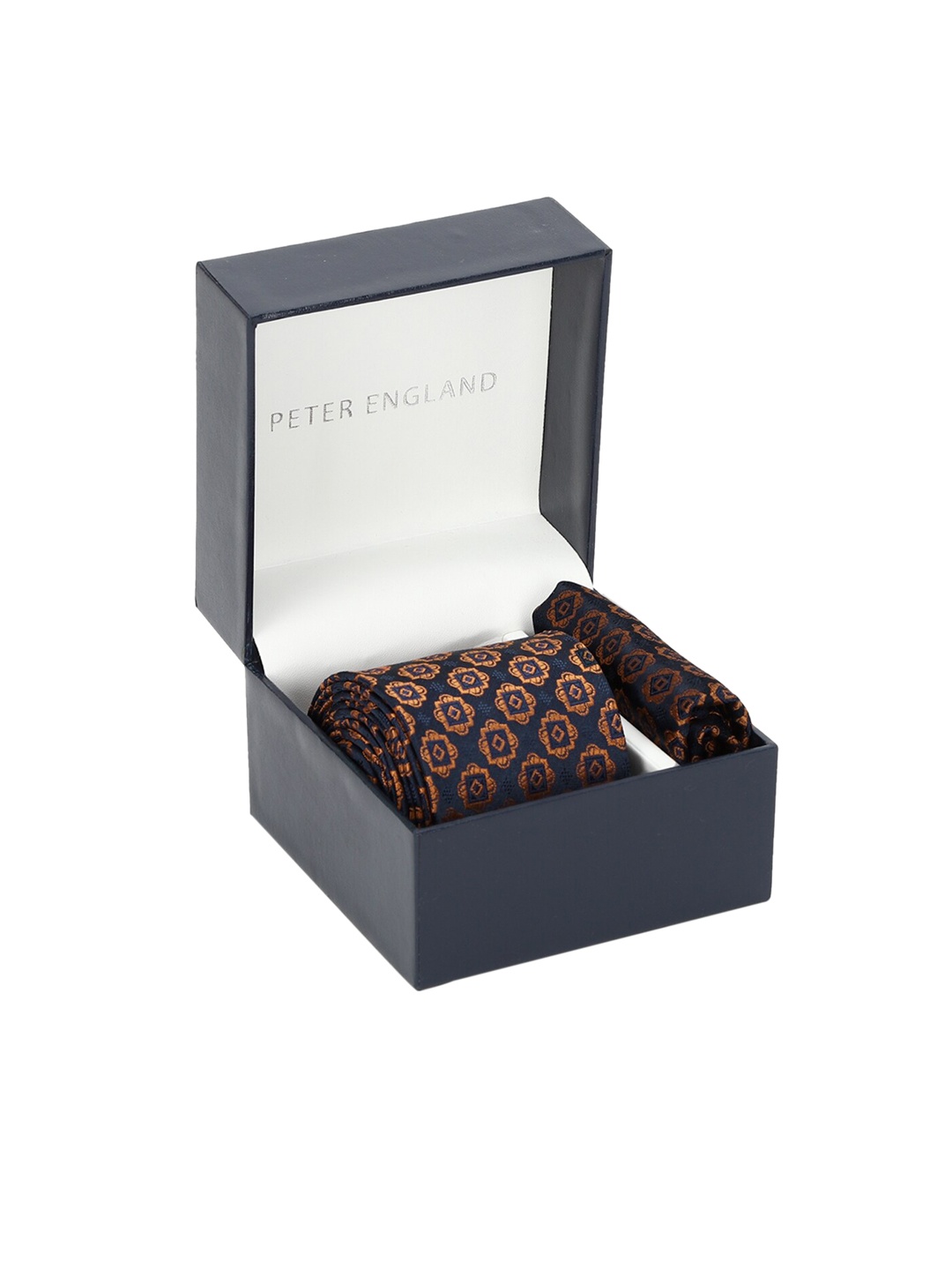 

Peter England Brown & Navy Blue Tie and Pocket Square Gift Set