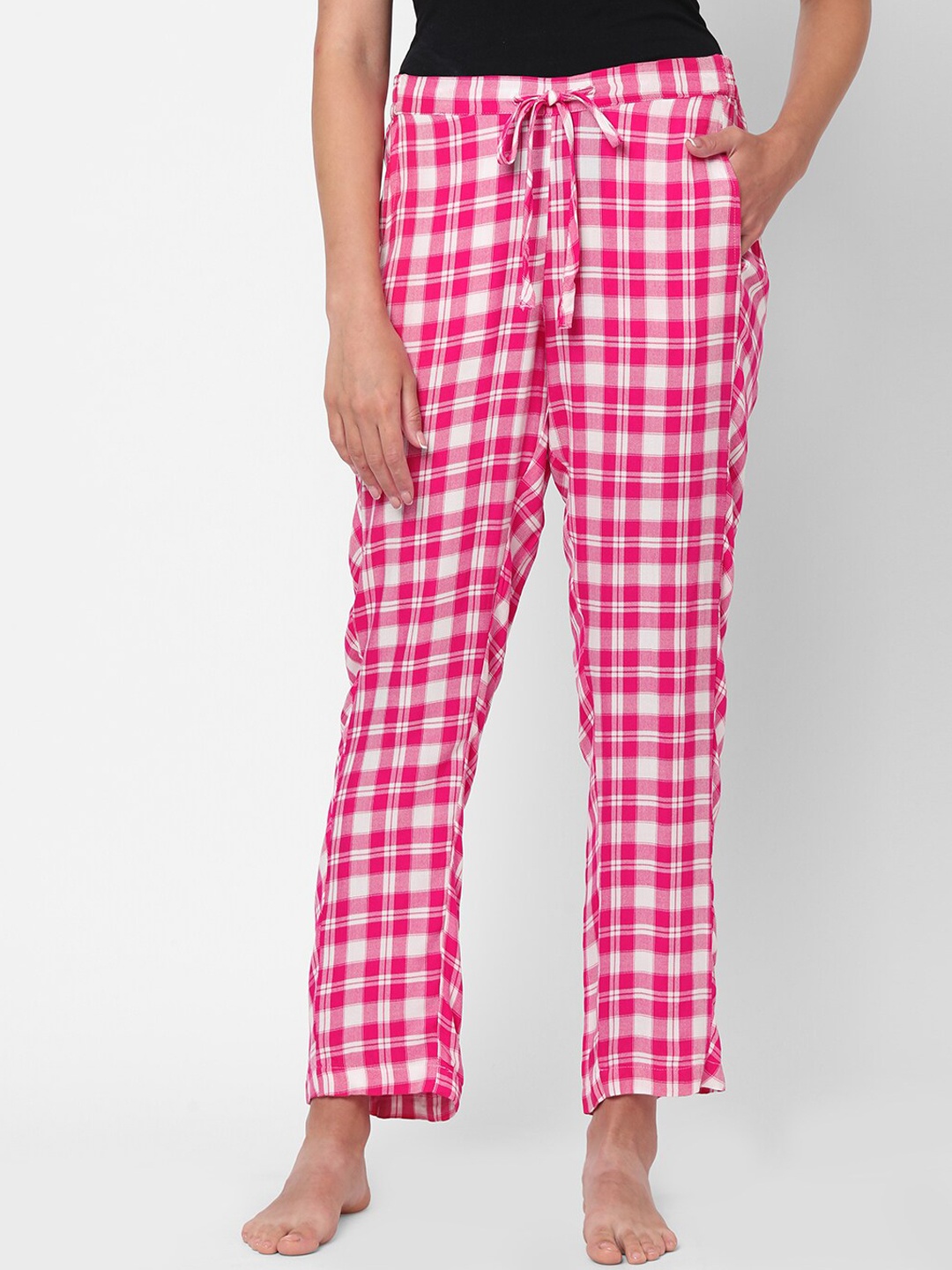 

Mystere Paris Pink & White Checked Lounge Pant