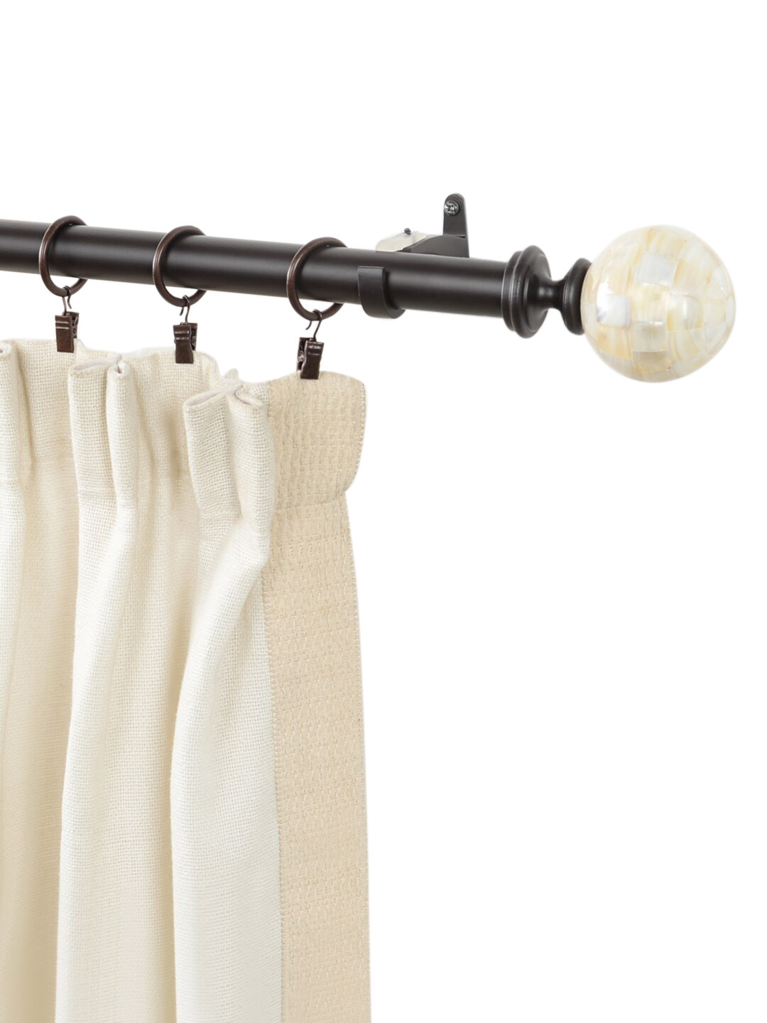 

Deco Window Brown Curtain Rod with Finials and Brackets, Off white