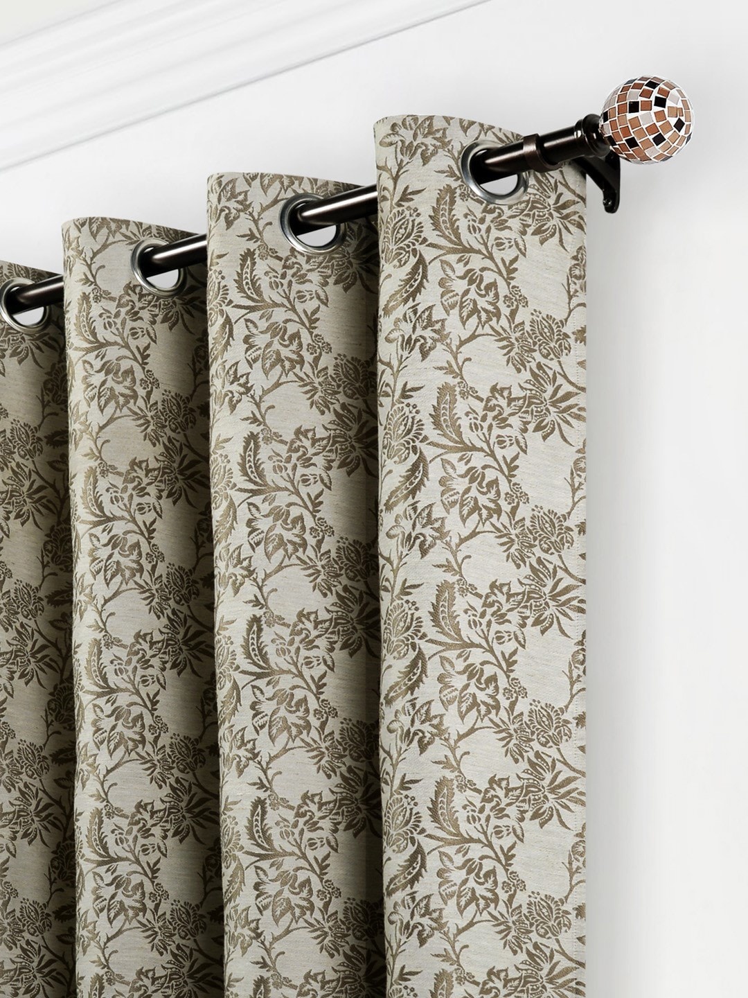 

Deco Window Brown Curtain Rod with Finials & Brackets