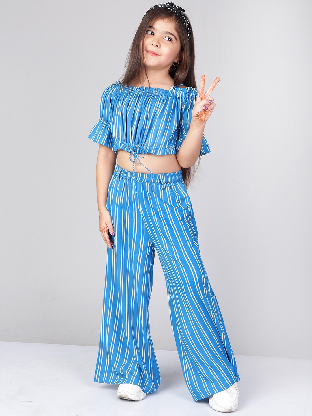 

Naughty Ninos Girls Blue & White Striped Top with Palazzos
