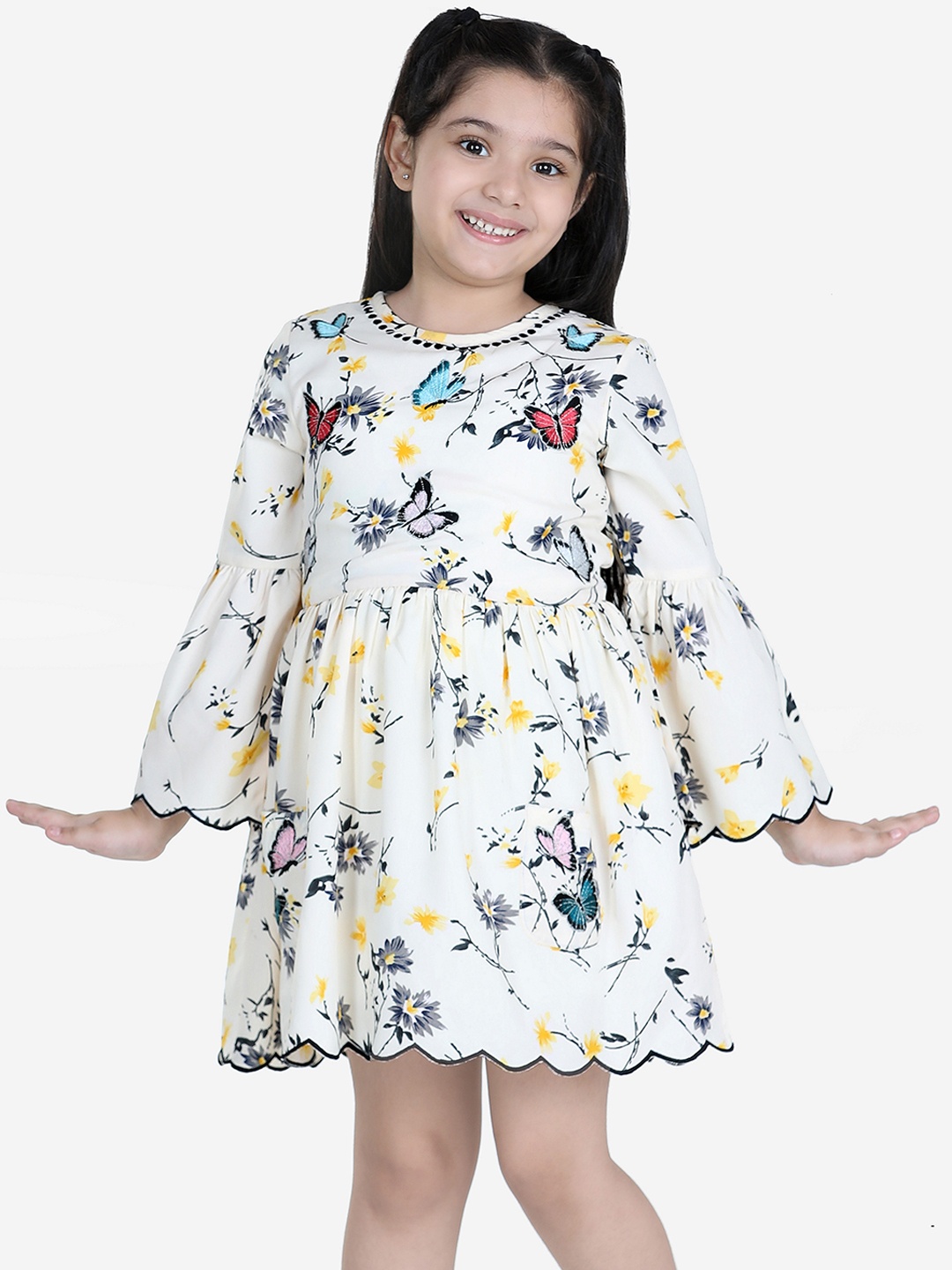 

Naughty Ninos Girls White Conversational Printed Dress