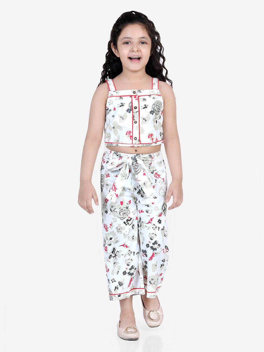 

Naughty Ninos Girls White Floral Printed Co-ord Set