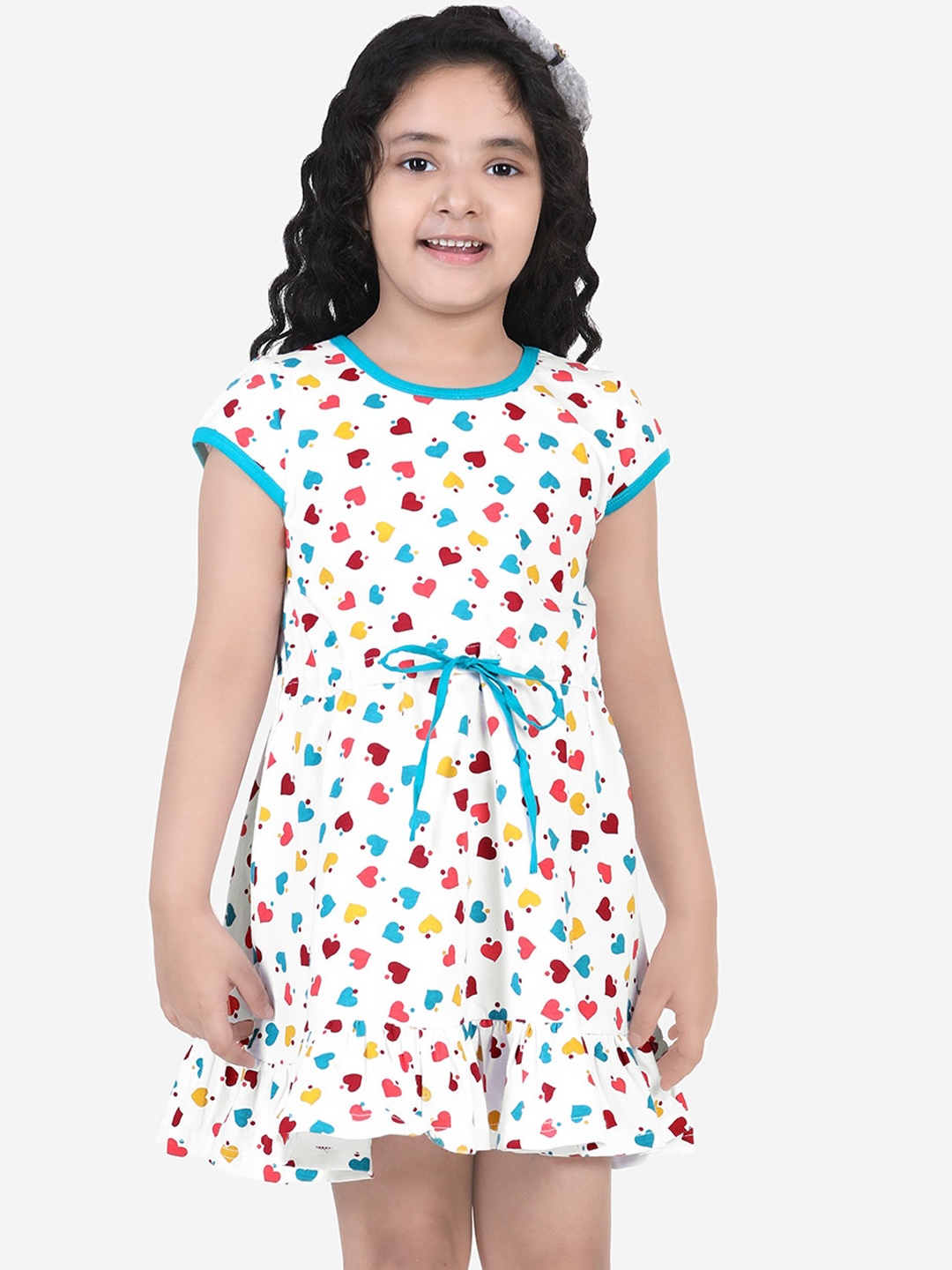 

Naughty Ninos Girls Printed White Cotton Dress