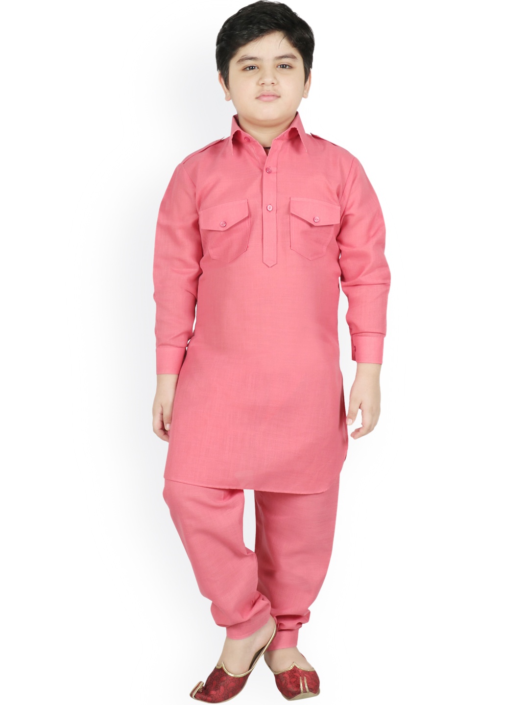 

SG YUVRAJ Boys Peach-Coloured Pure Cotton Kurta with Salwar