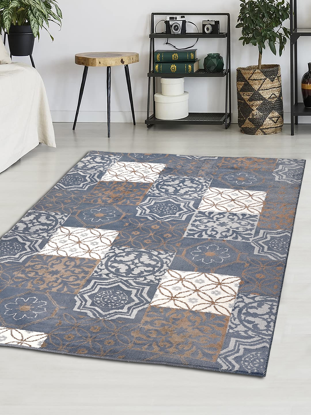 

Saral Home Blue & Brown Geometric Carpet