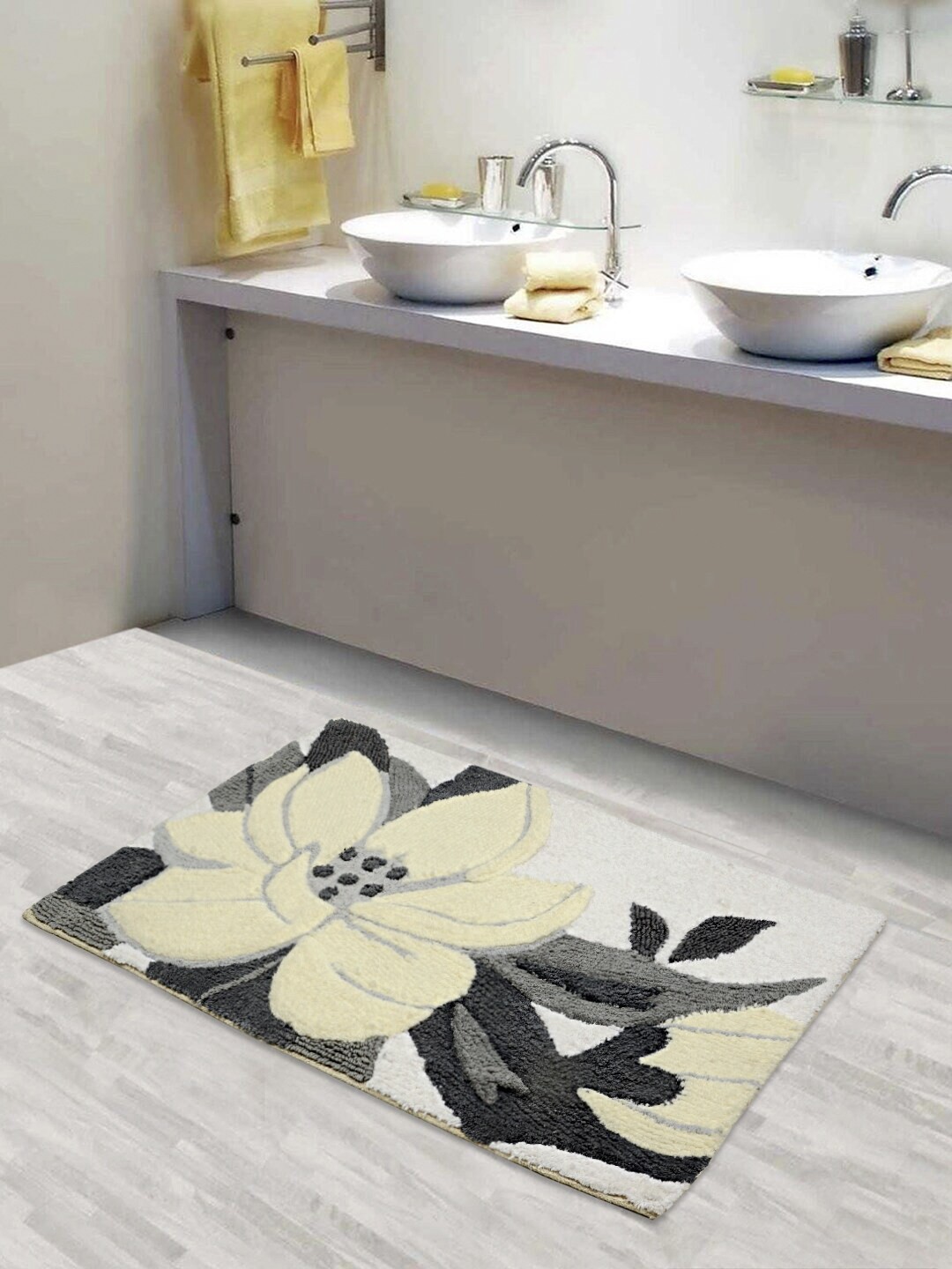 

Saral Home Grey & Beige Premium Cotton Bath Mat
