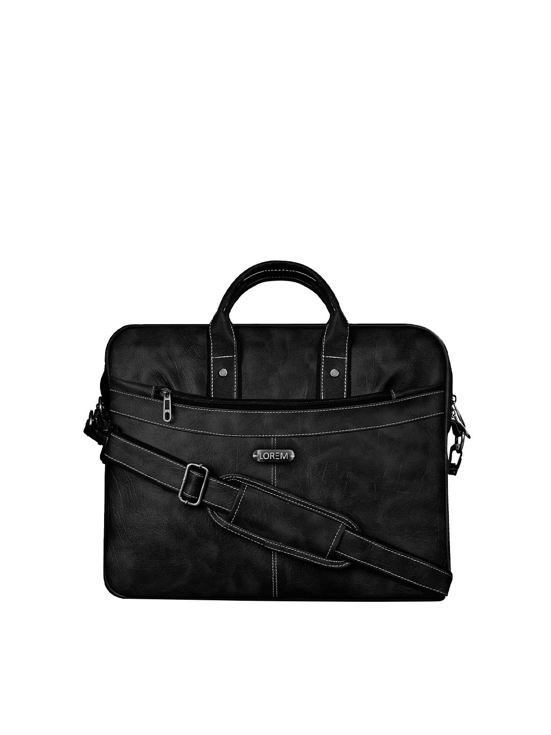 

LOREM Unisex Black Textured Laptop Bag