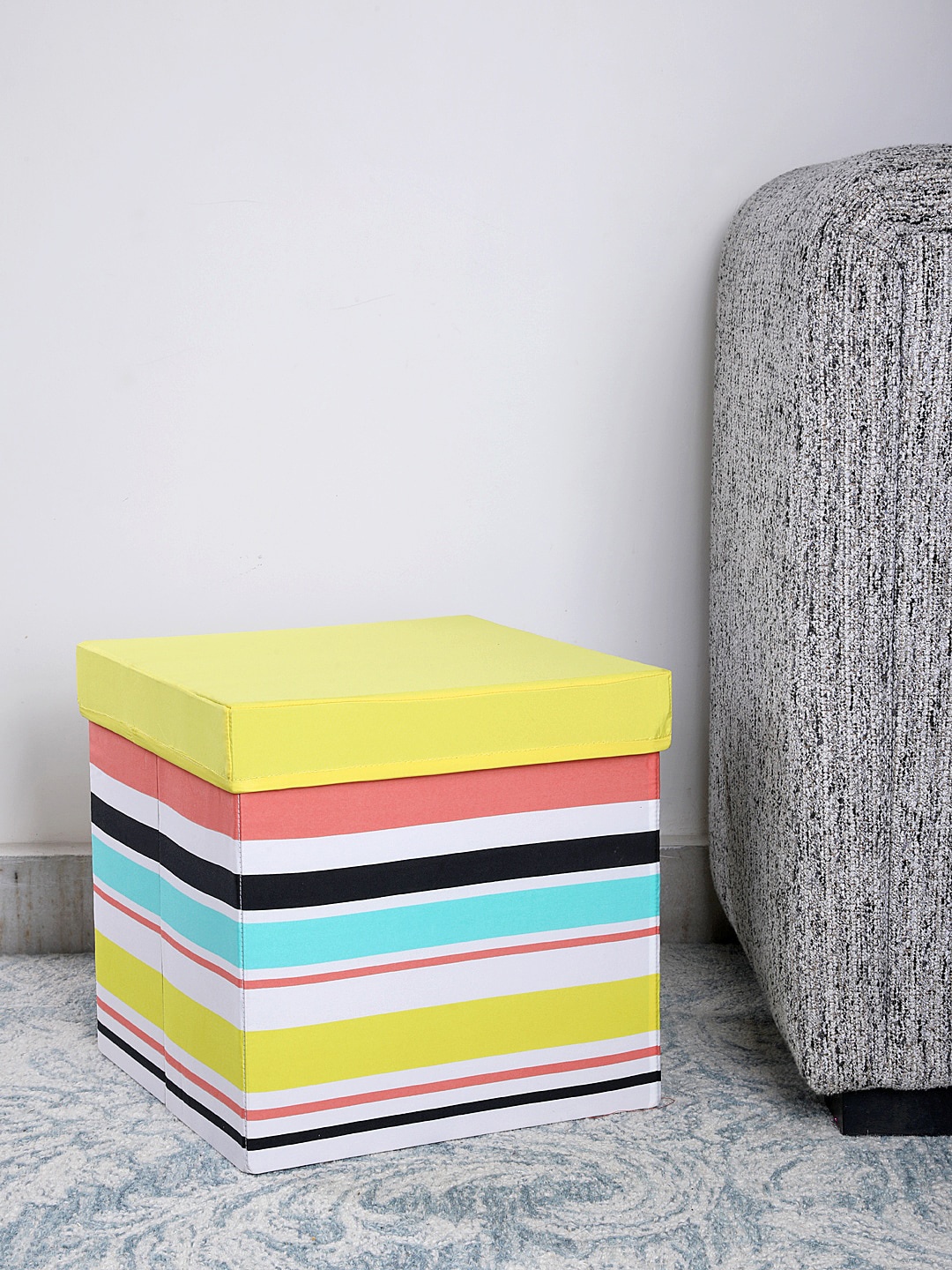 

My Gift Booth Yellow & White Printed Cubic Storage Organiser