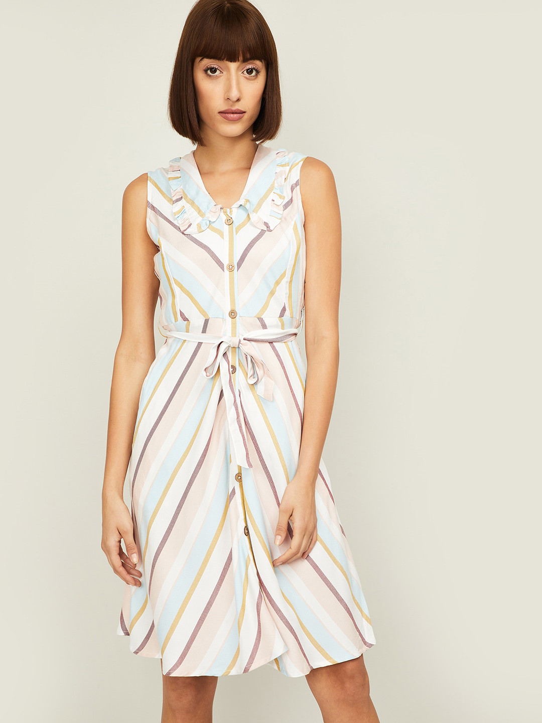

CODE by Lifestyle Multicoloured Striped Peter Pan Collar Shirt Dress, Multi
